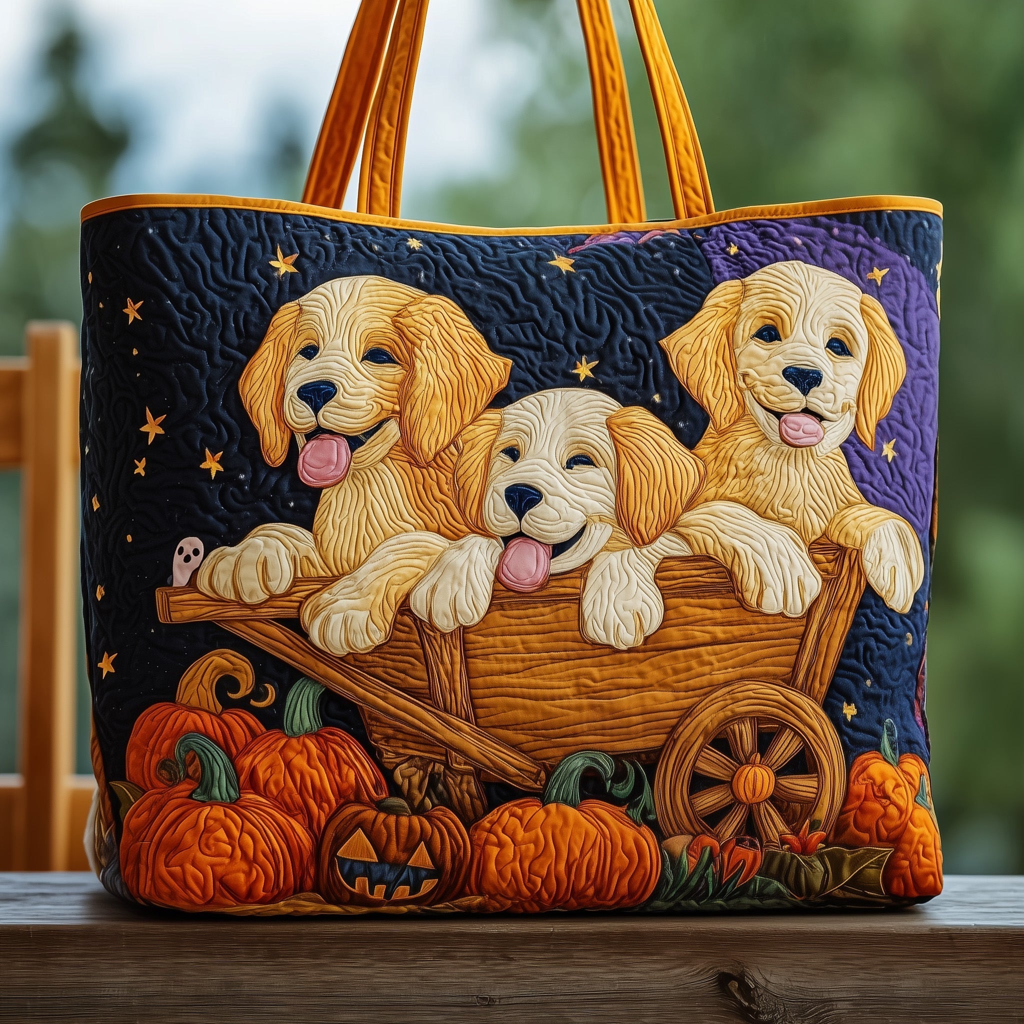 Halloween Golden Retriever Quilted Tote Bag GFTOTG204