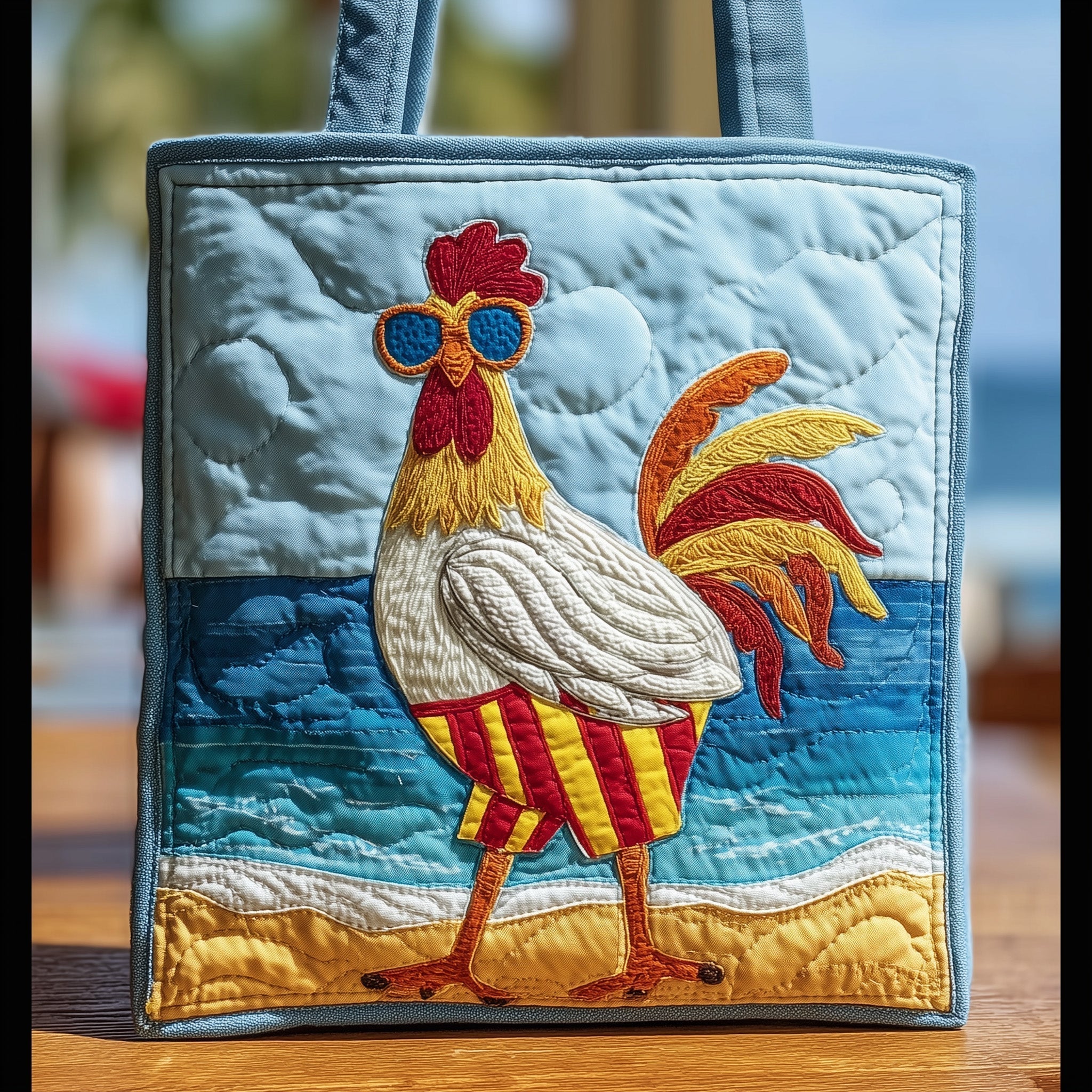Summer Holiday Chicken Quilted Tote Bag GFTOTG22
