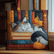 Book and Cat  Quilted Tote Bag GFTOTG27