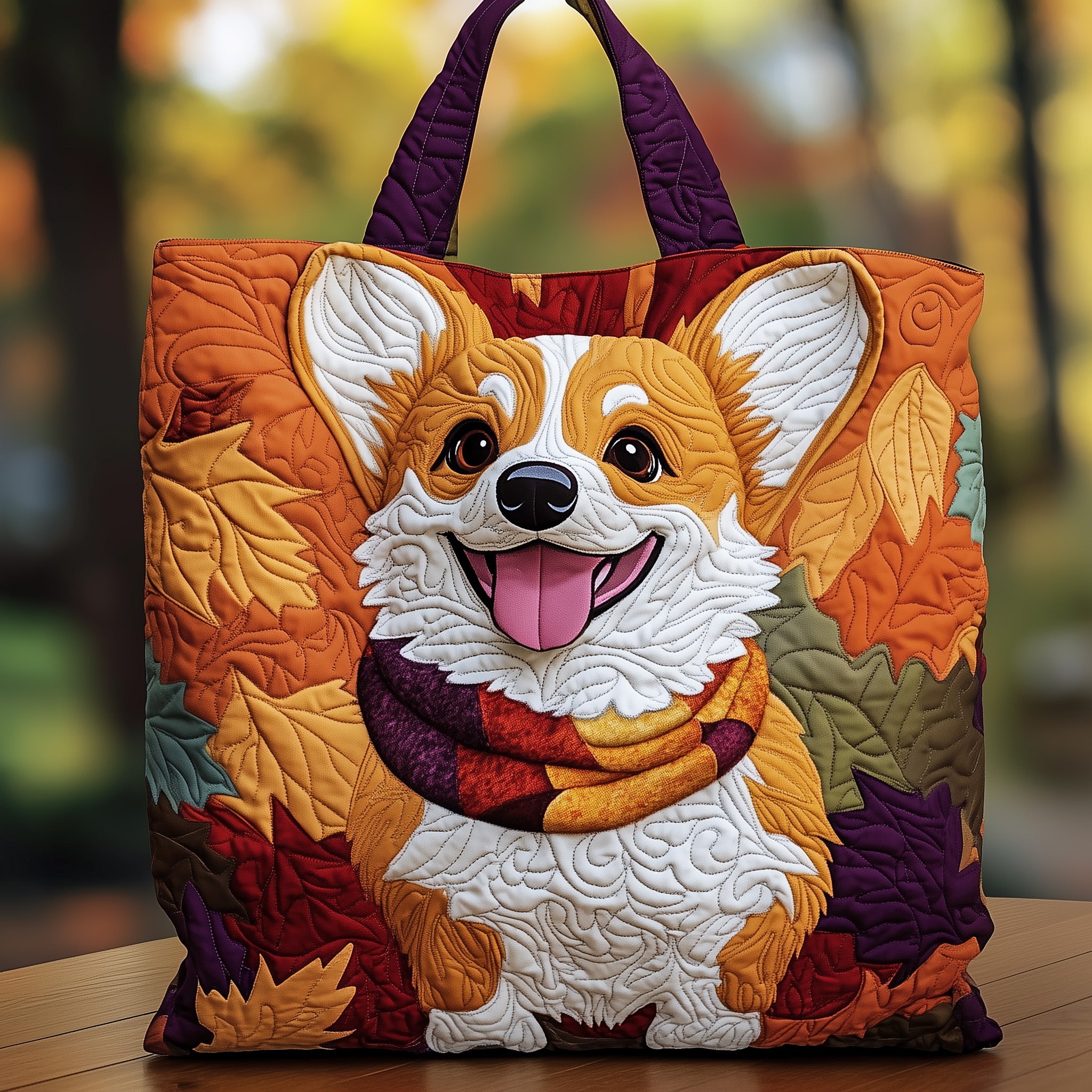 Autumn Corgi Charm Quilted Tote Bag GFTOTG284