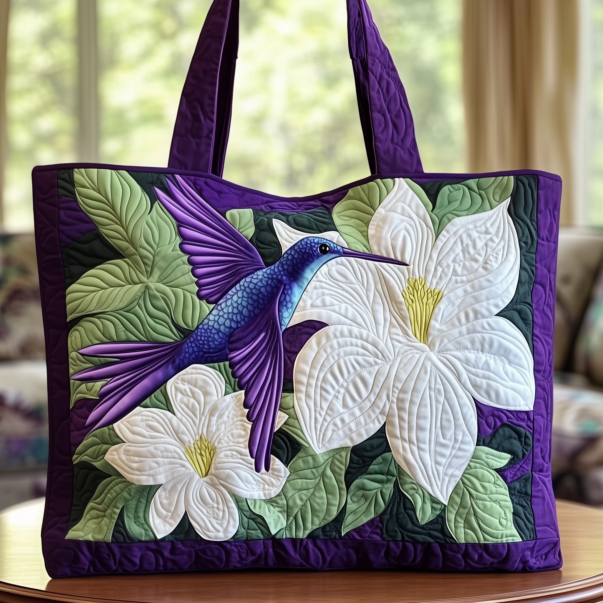 Blooming Hummingbird Quilted Tote Bag GFTOTG344