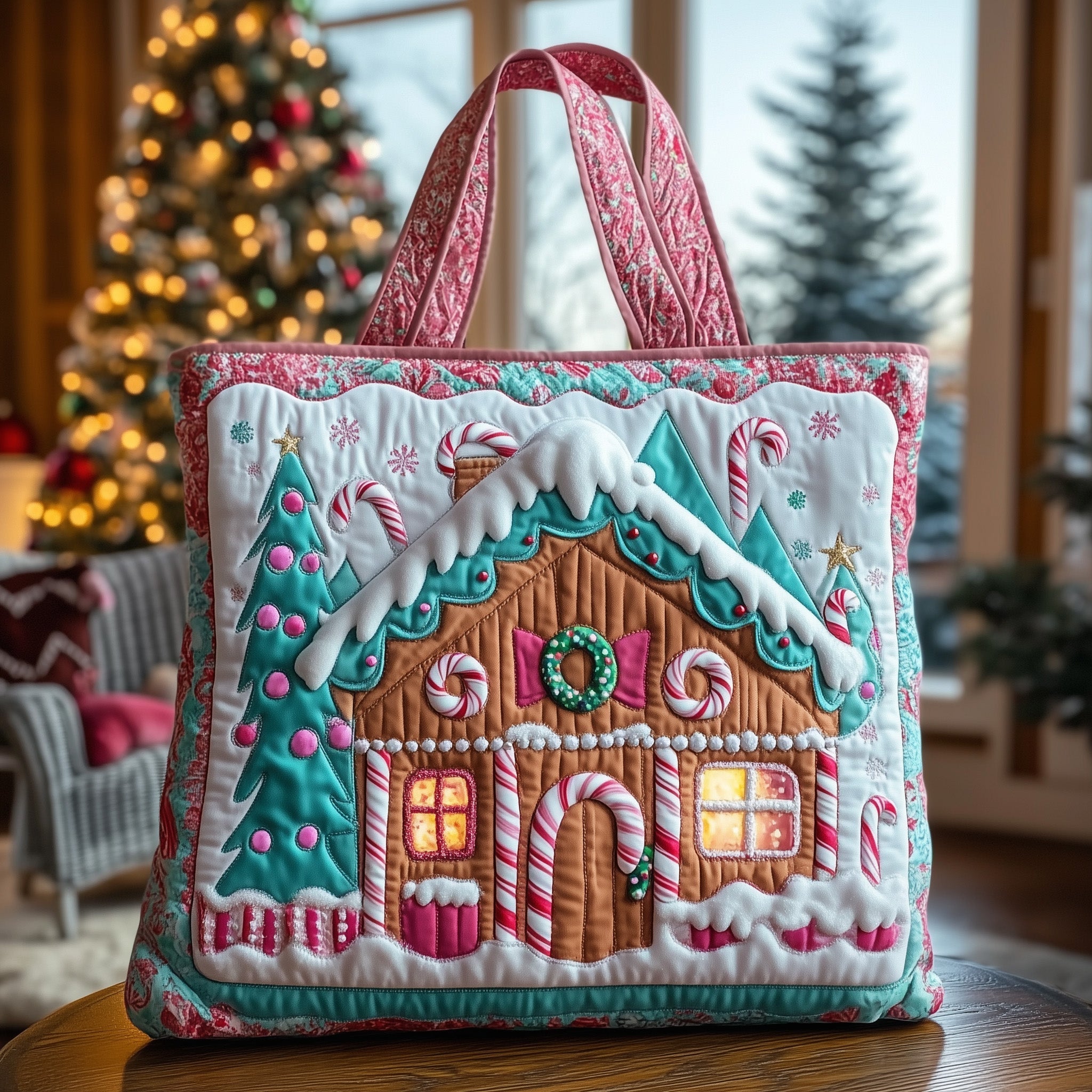 Sweet Gingerbread House Quilted Tote Bag GFTOTG410