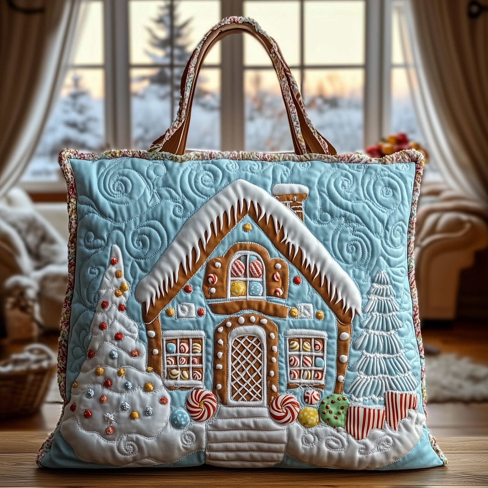 Sweet Gingerbread House Quilted Tote Bag GFTOTG411