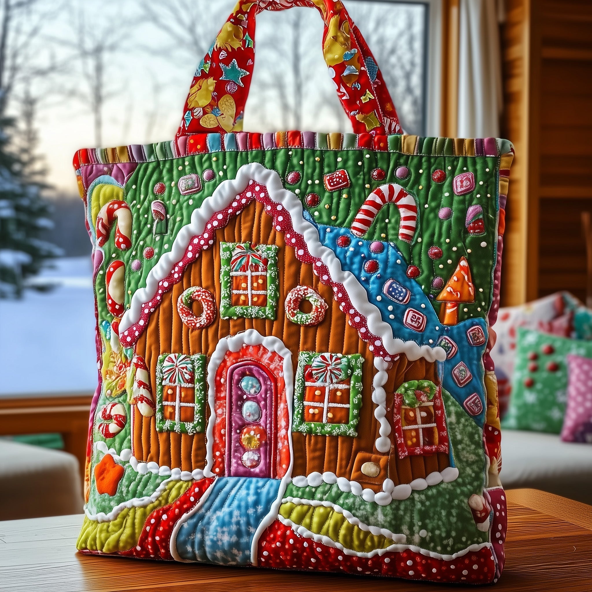 Sweet Gingerbread House Quilted Tote Bag GFTOTG431