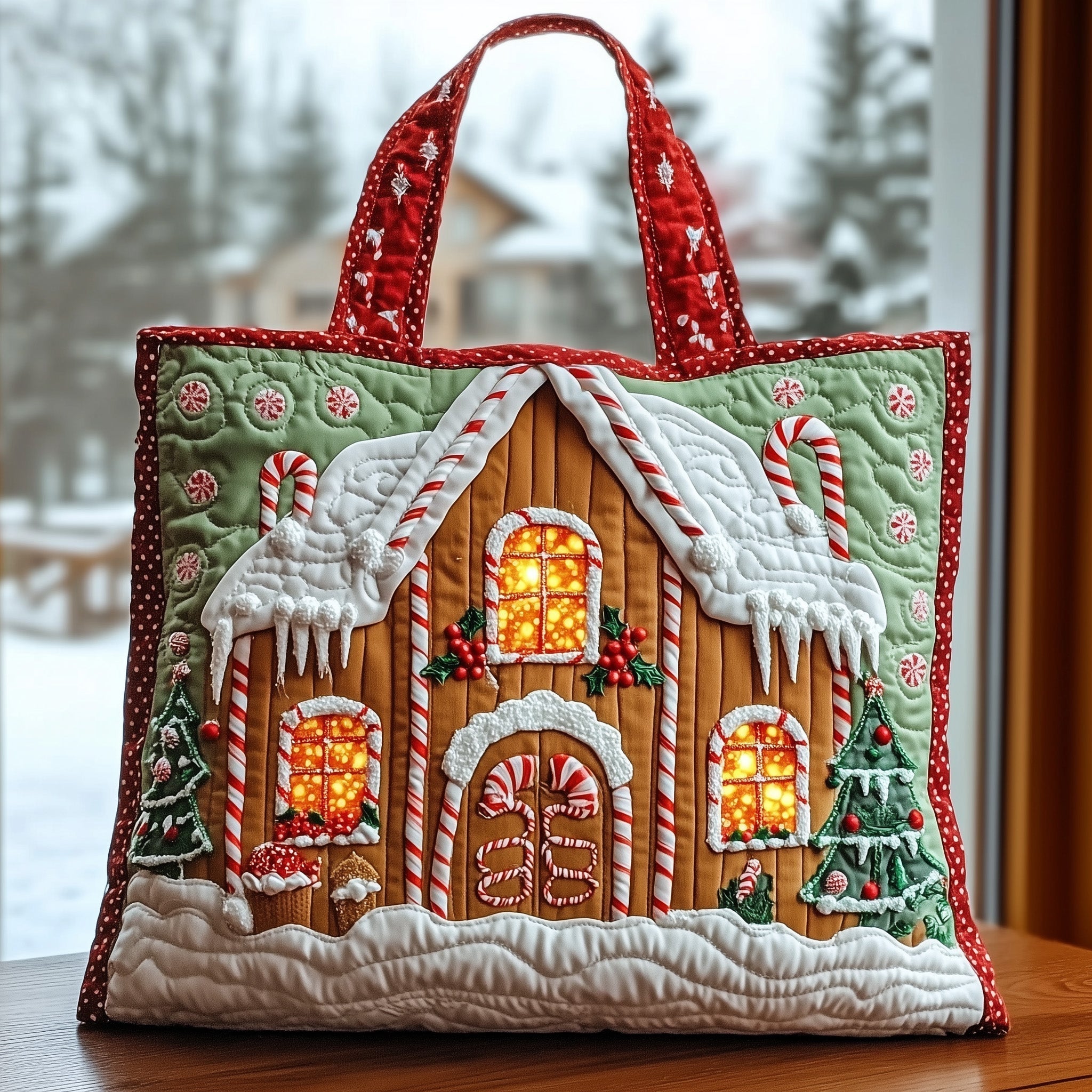 Sweet Gingerbread House Quilted Tote Bag GFTOTG435