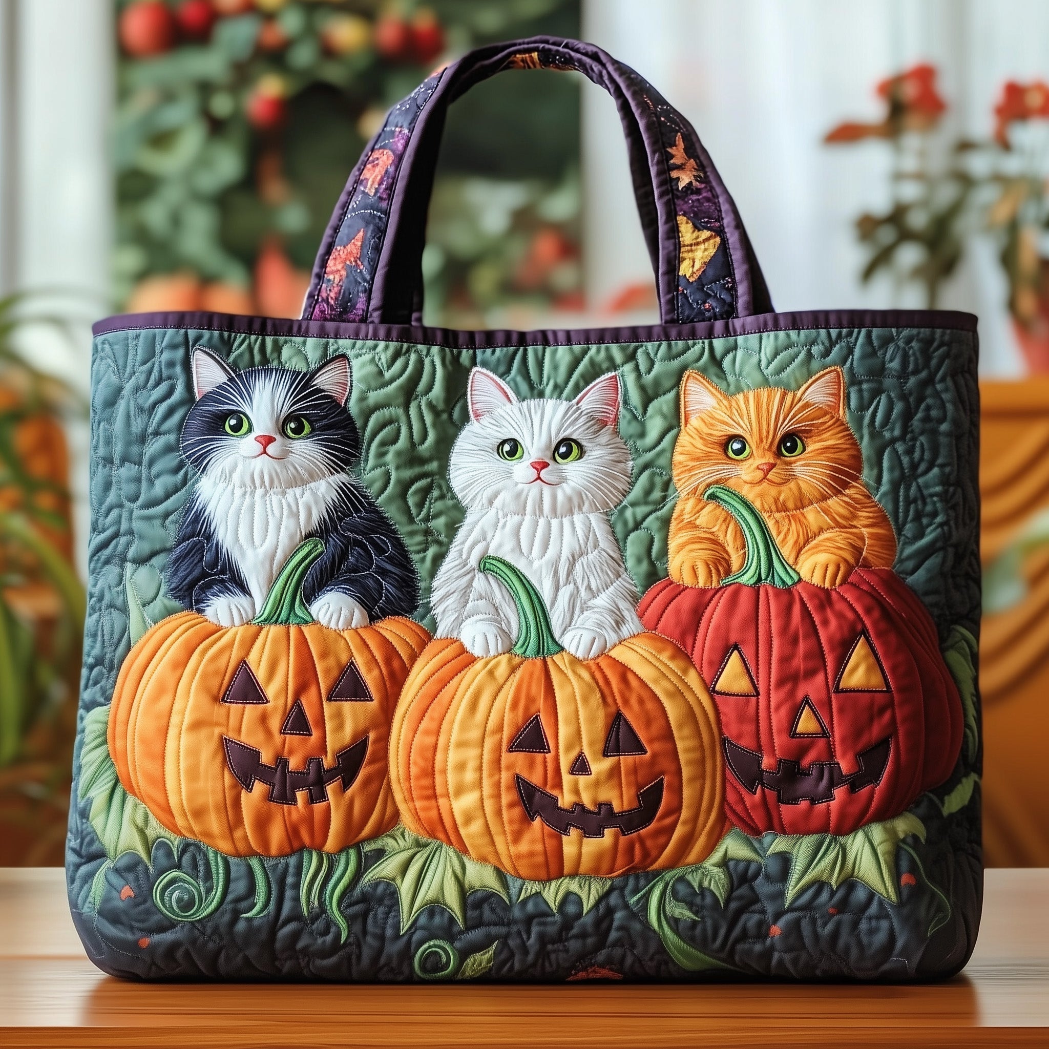 Whimsical Cat Quilted Tote Bag GFTOTG495