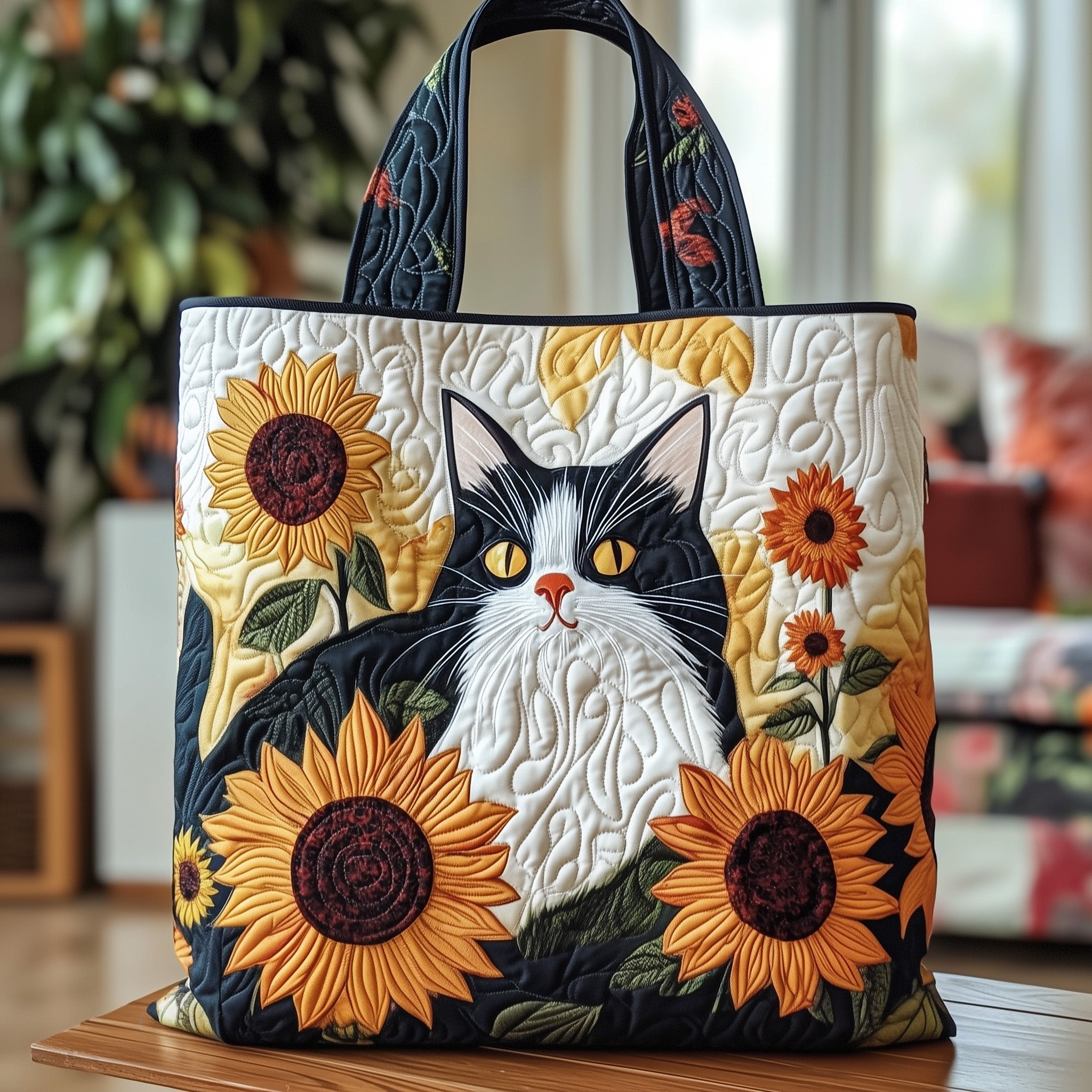 Whimsical Cat Quilted Tote Bag GFTOTG496