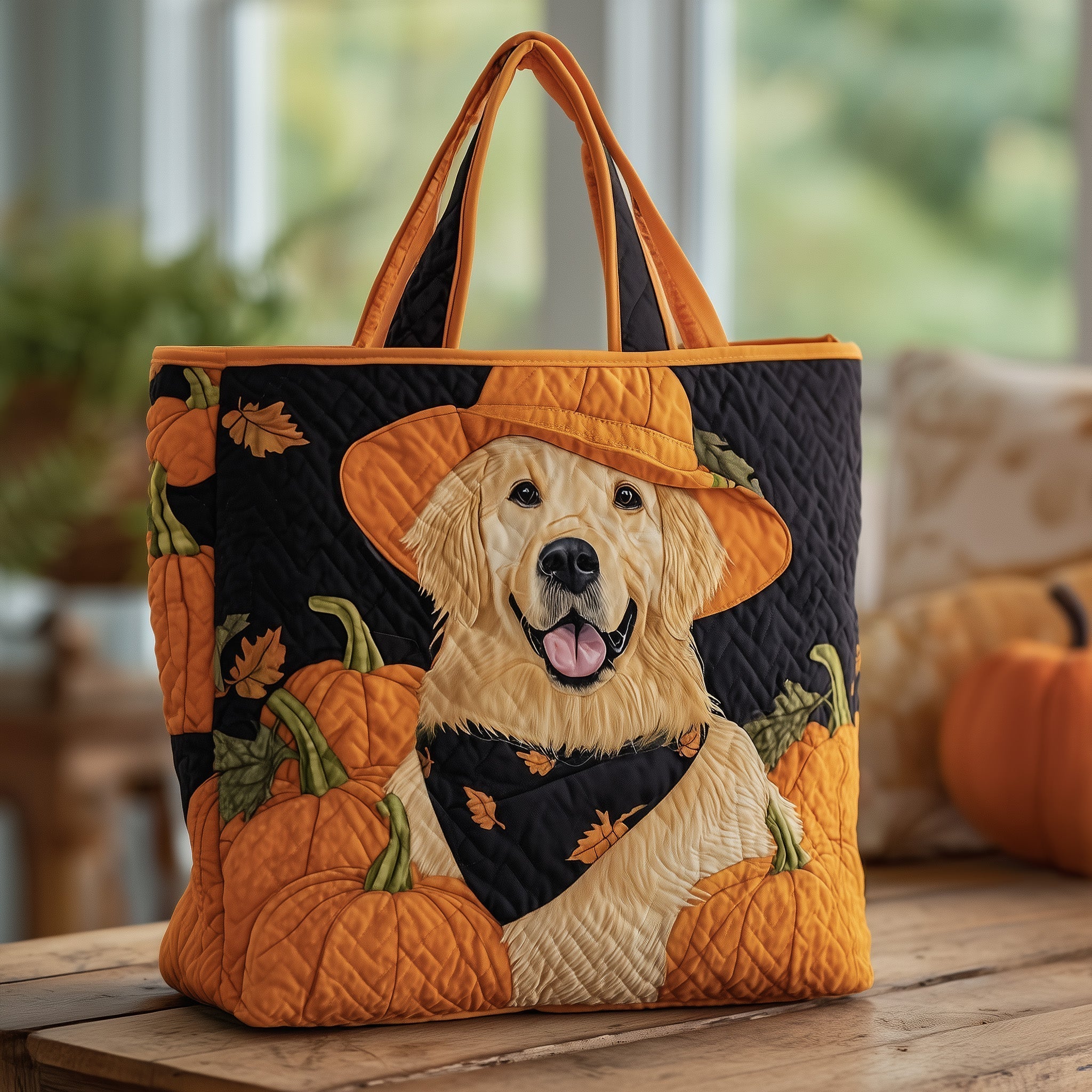 Autumn Golden Retriever Quilted Tote Bag GFTOTG60