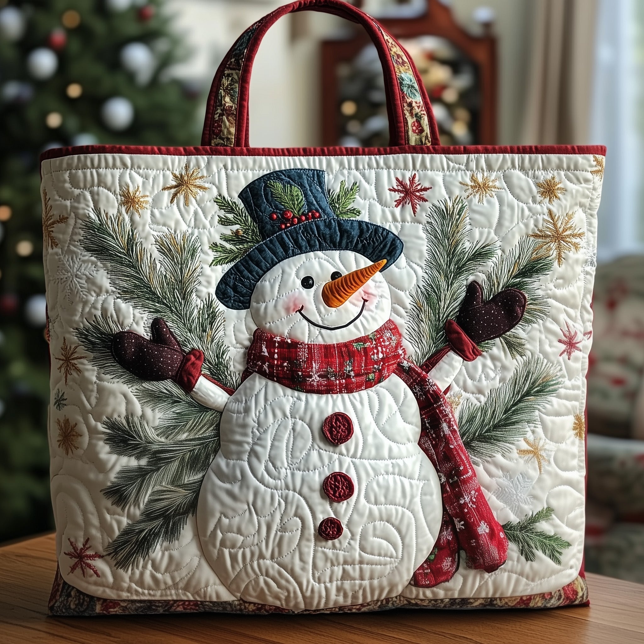 Joyful Snowman Quilted Tote Bag GFTOTG760