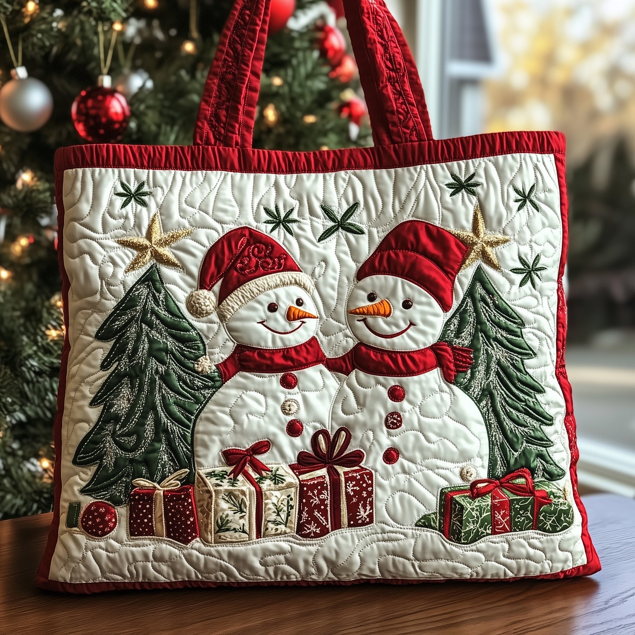 Joyful Snowman Quilted Tote Bag GFTOTG762