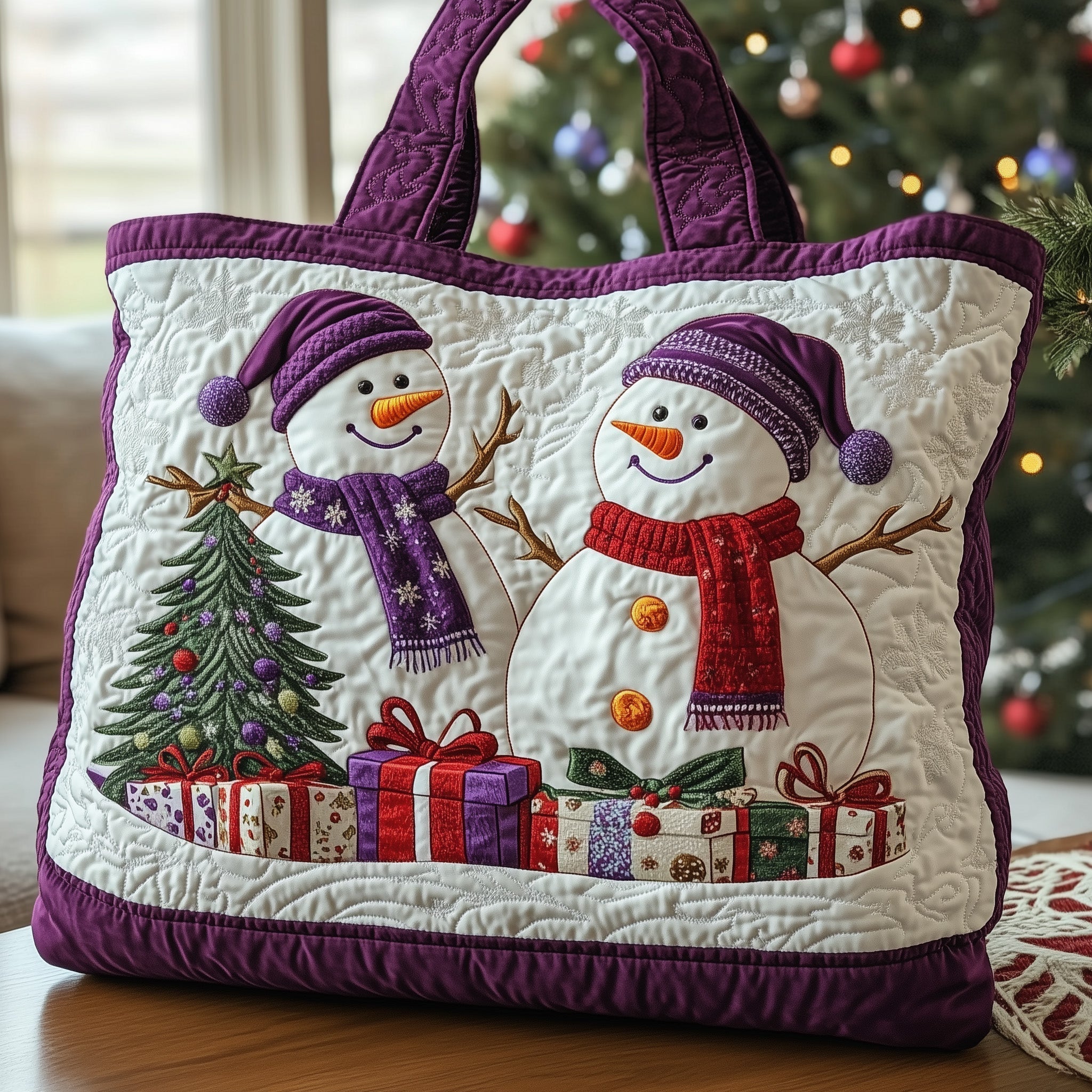 Joyful Snowman Quilted Tote Bag GFTOTG763