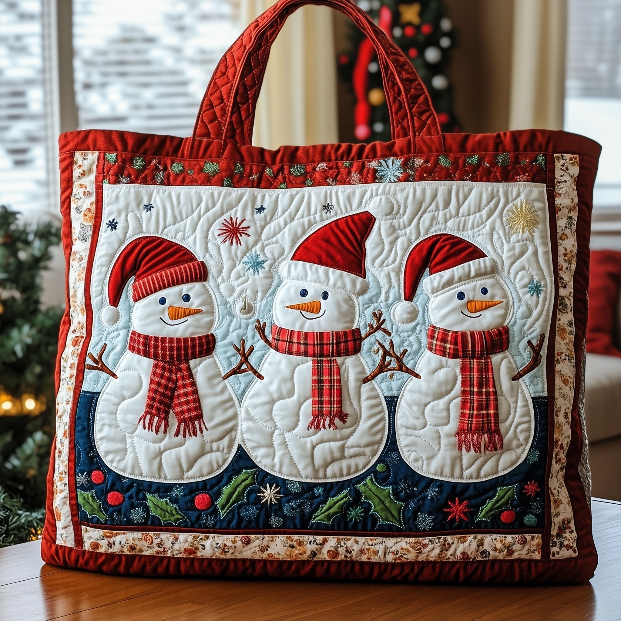 Joyful Snowman Quilted Tote Bag GFTOTG765