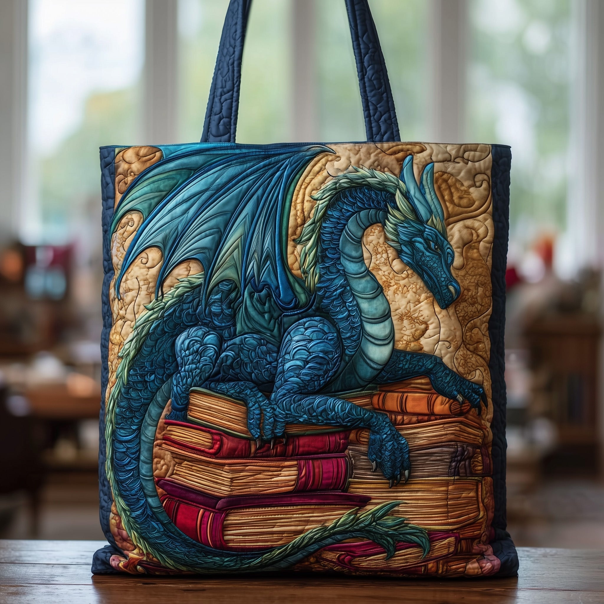 Dragon And Book Quilted Tote Bag GFTOTG96