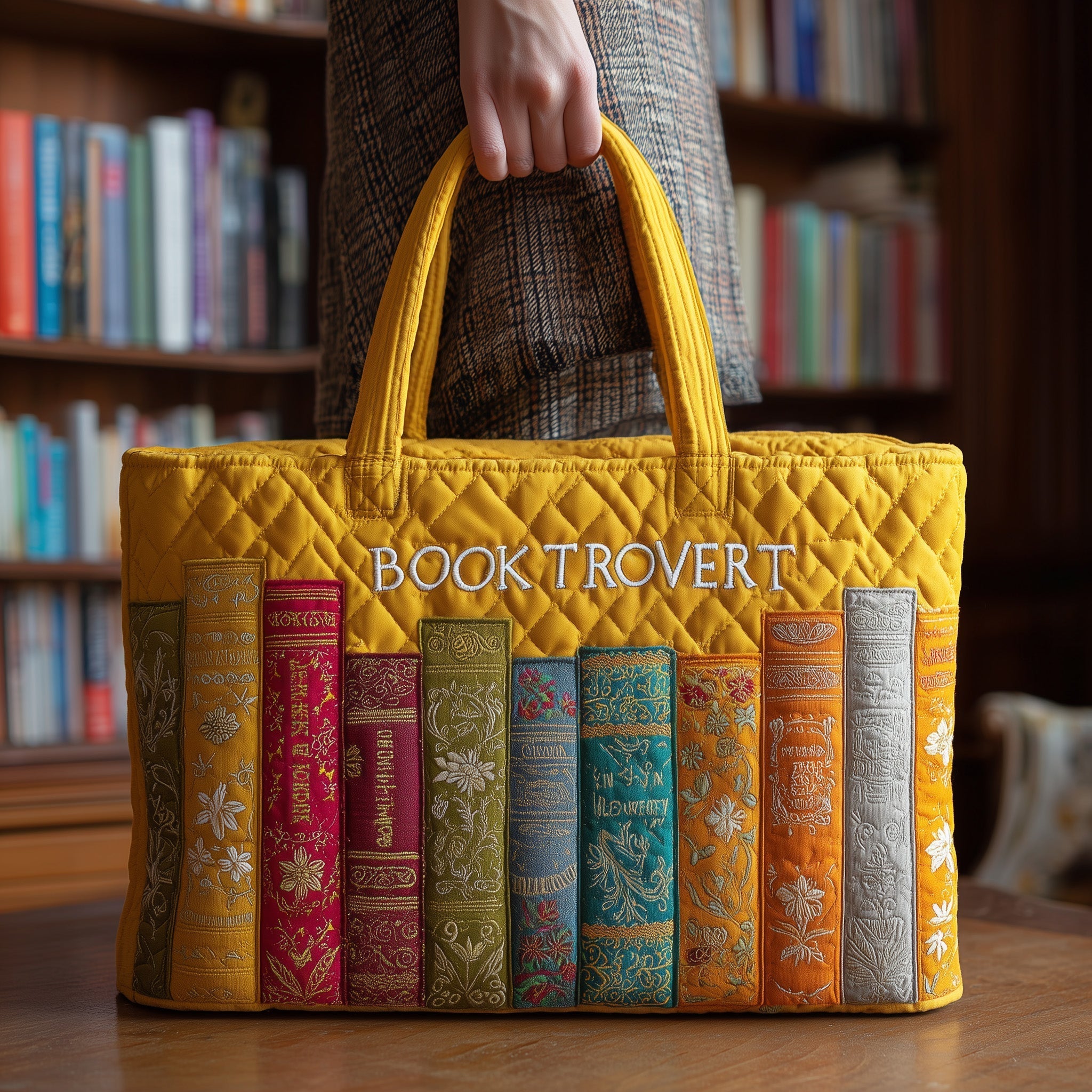 Booktrovert Quilted Tote Bag GFTOTL3912