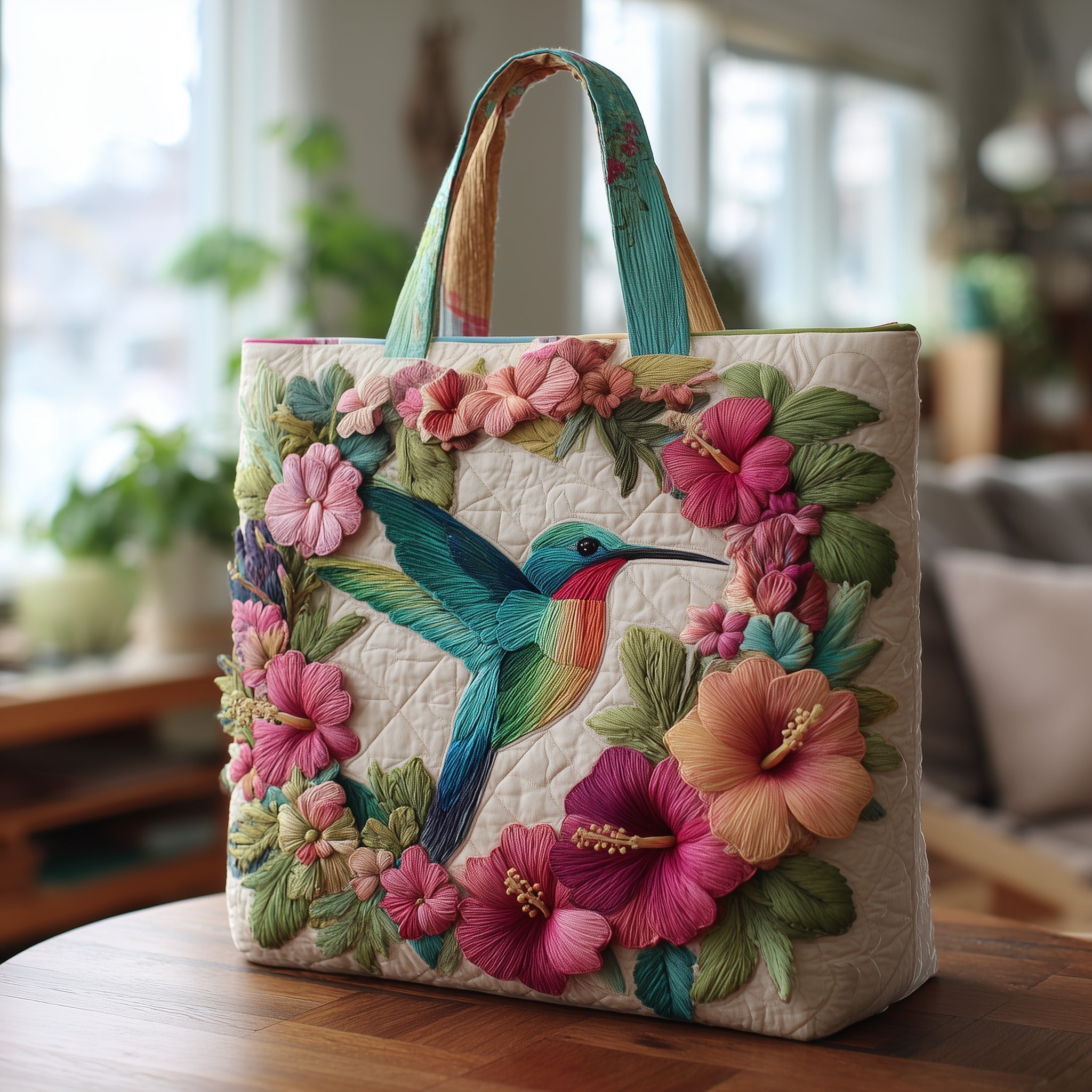 Hummingbird Sonata Quilted Tote Bag GFTOTL3977