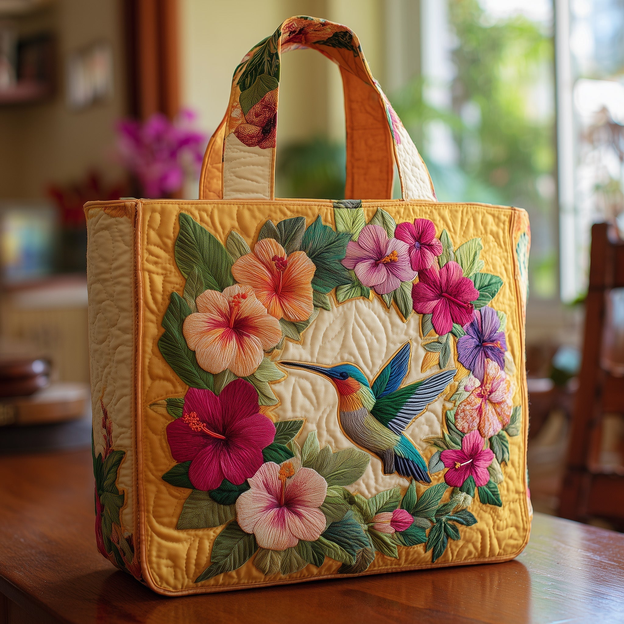 Hummingbird Sonata Quilted Tote Bag GFTOTL3980