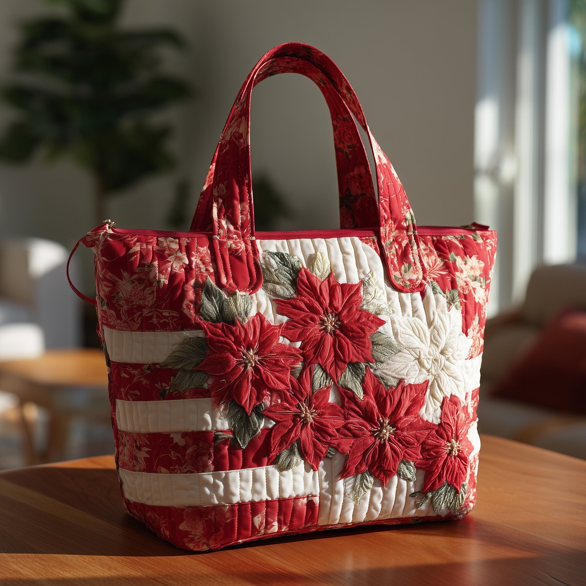 Poinsettia Quilted Tote Bag GFTOTL4115