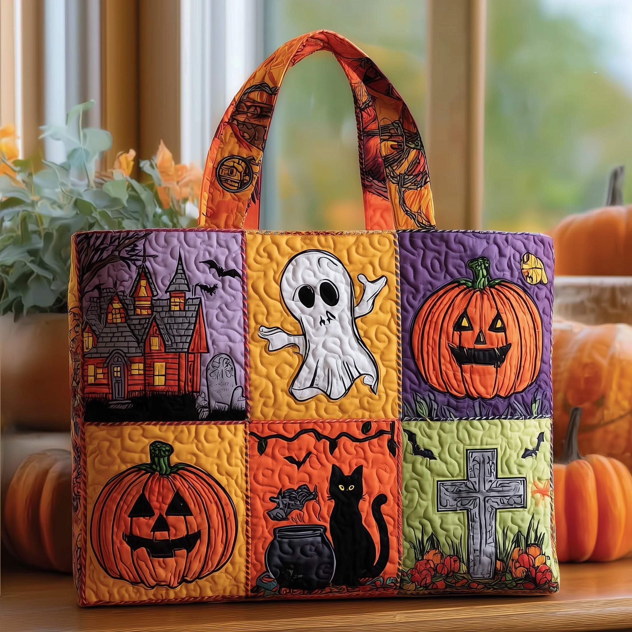Retro Halloween Quilted Tote Bag GFTOTL4231