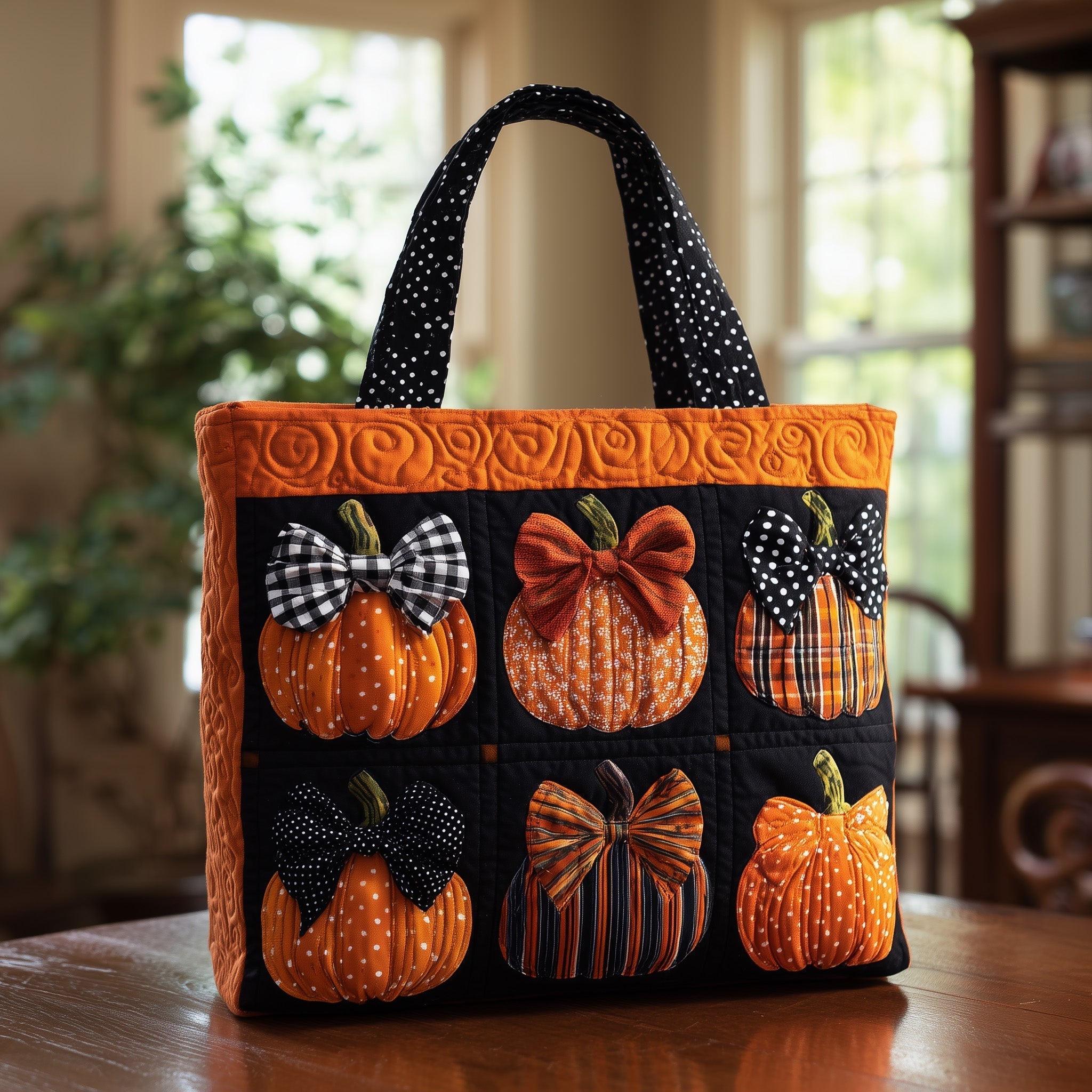 Fall Pumpkin Quilted Tote Bag GFTOTL4252