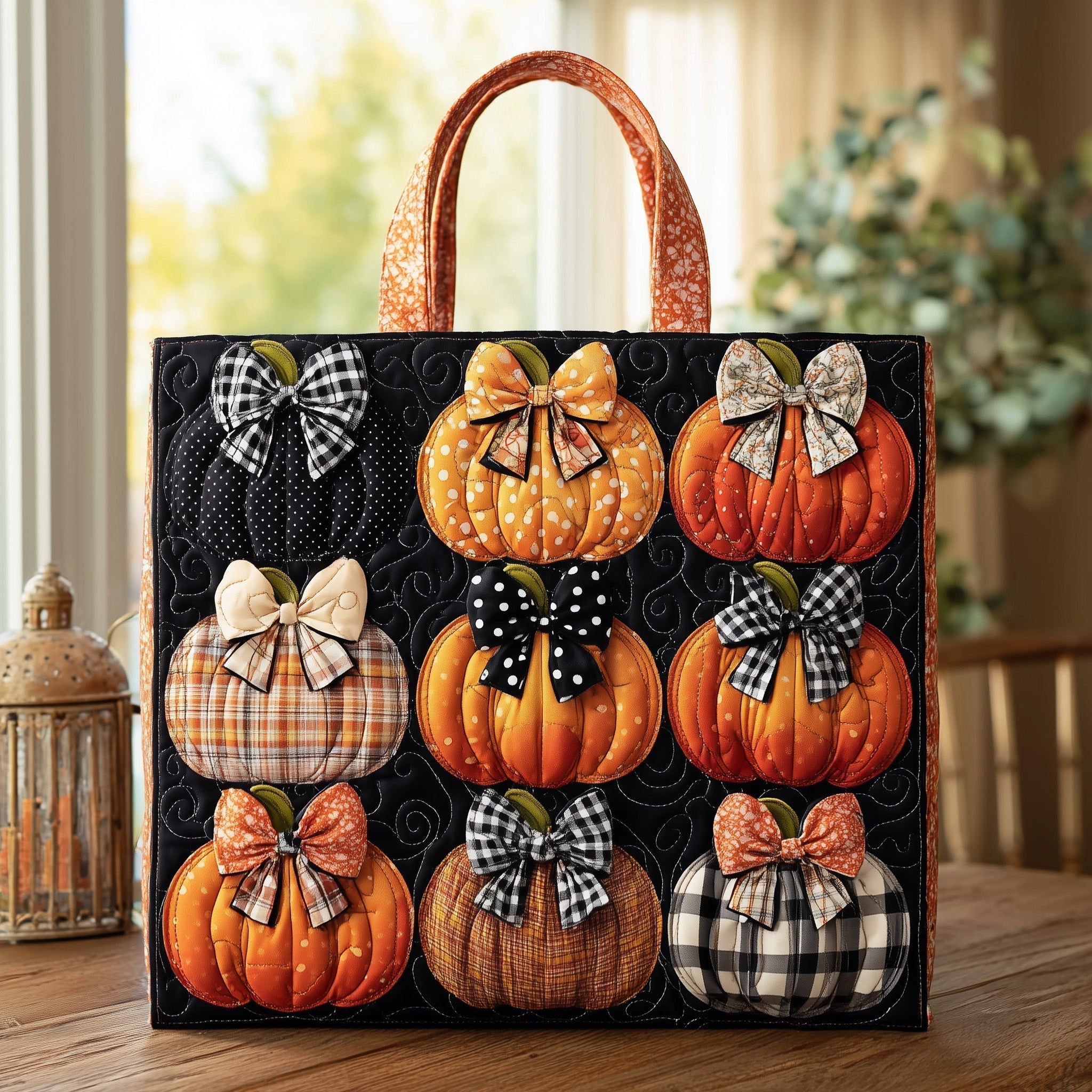 Fall Pumpkin Quilted Tote Bag GFTOTL4253
