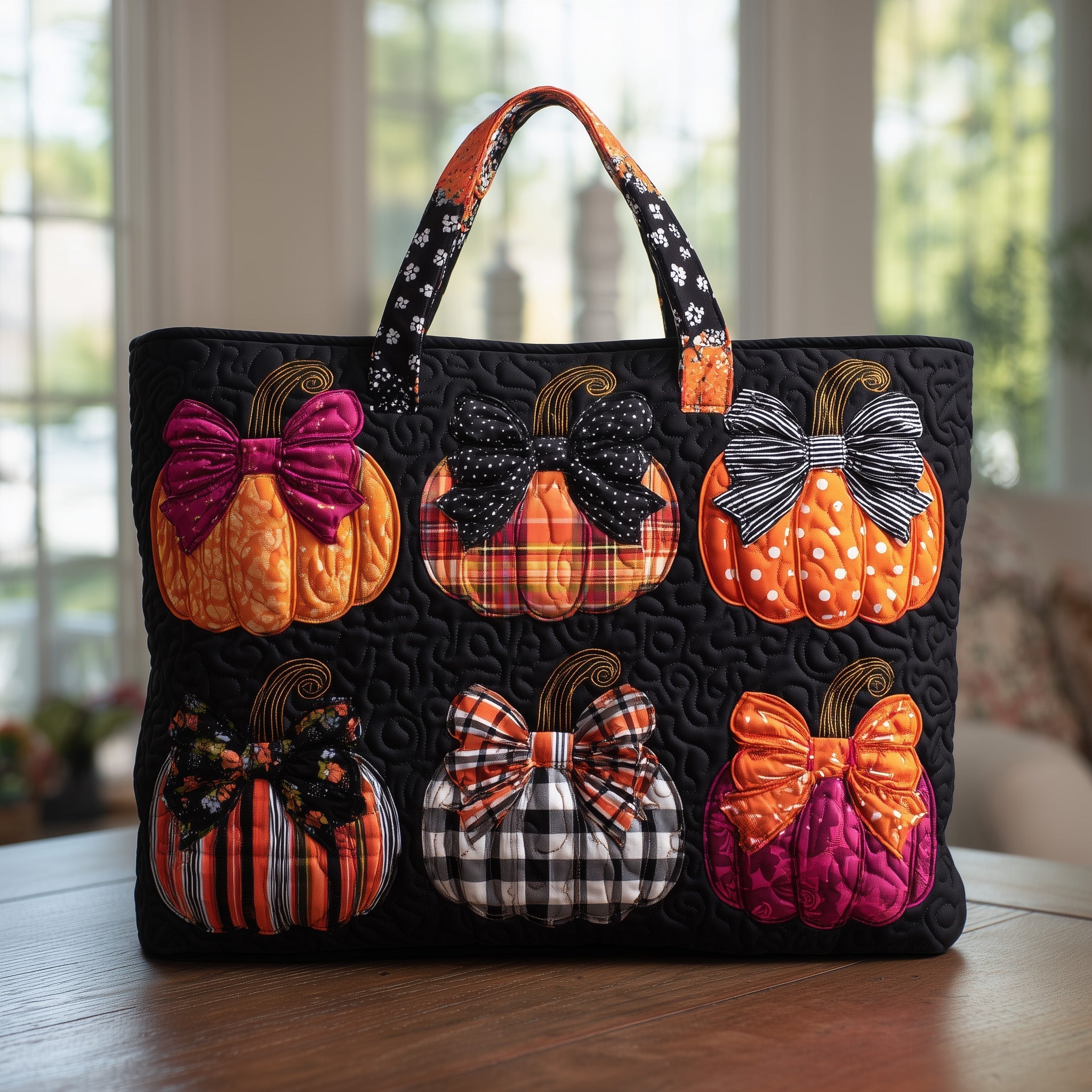 Fall Pumpkin Quilted Tote Bag GFTOTL4255
