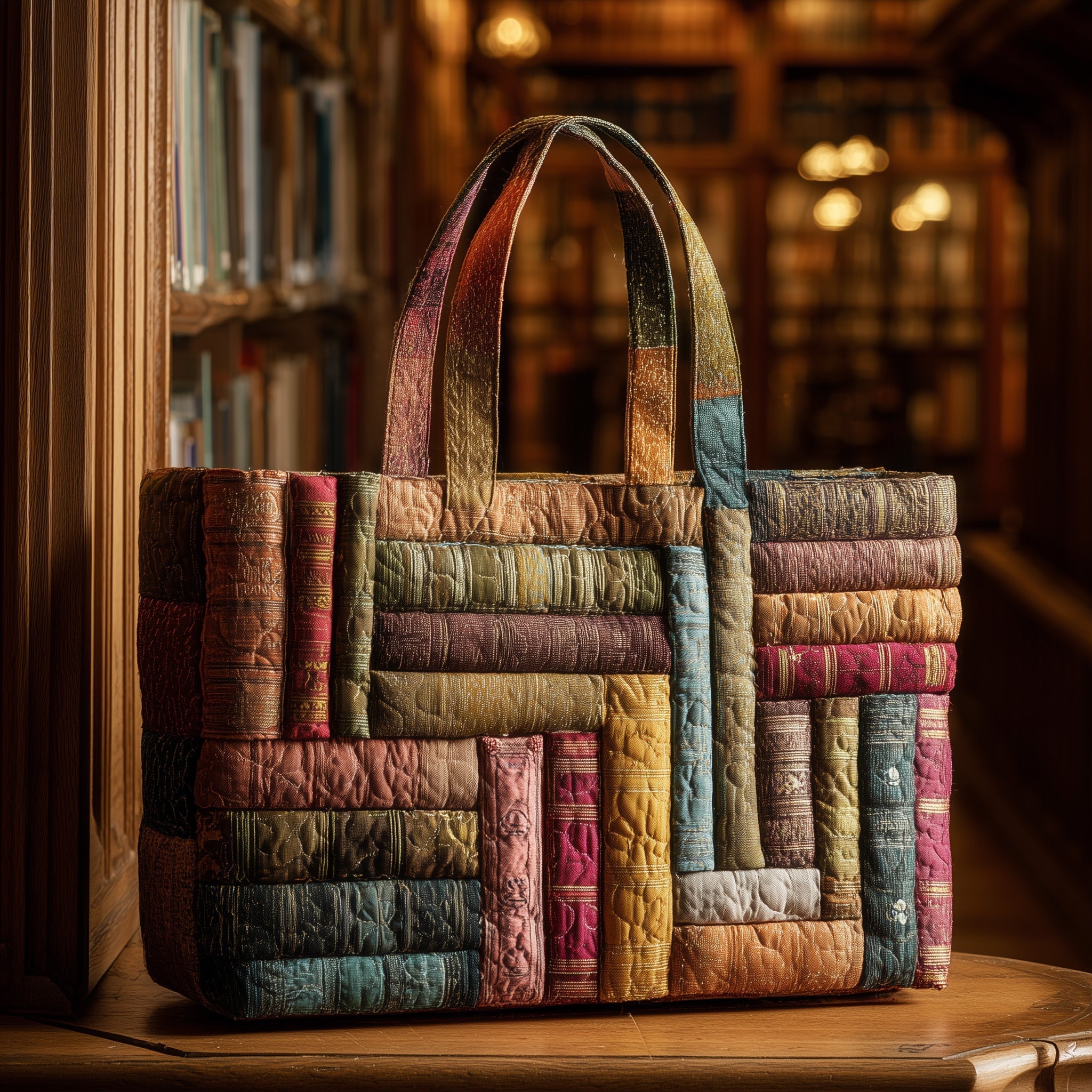 Antique Library Quilted Tote Bag GFTOTL4292