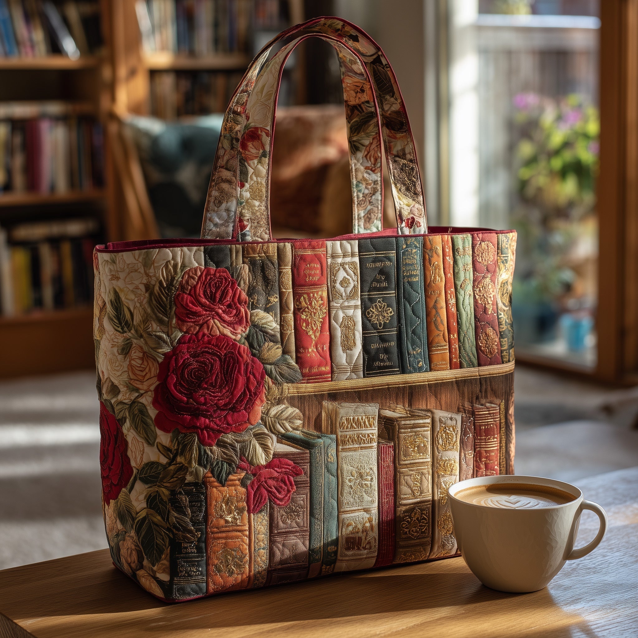 Antique Library Quilted Tote Bag GFTOTL4294