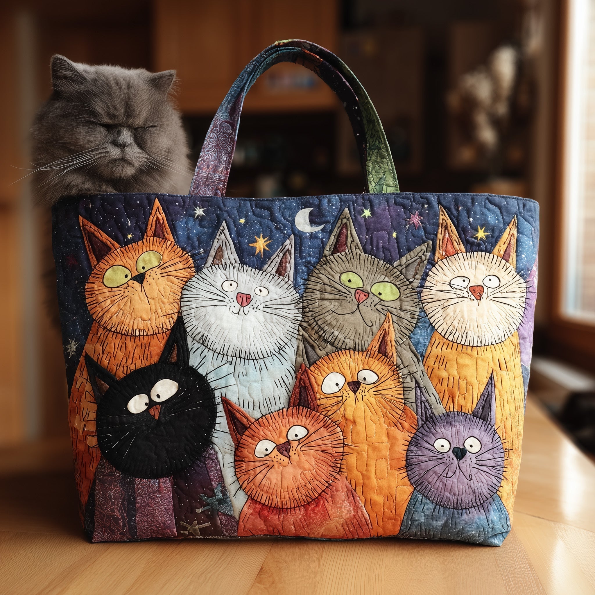 Funky Cat Quilted Tote Bag GFTOTL4400
