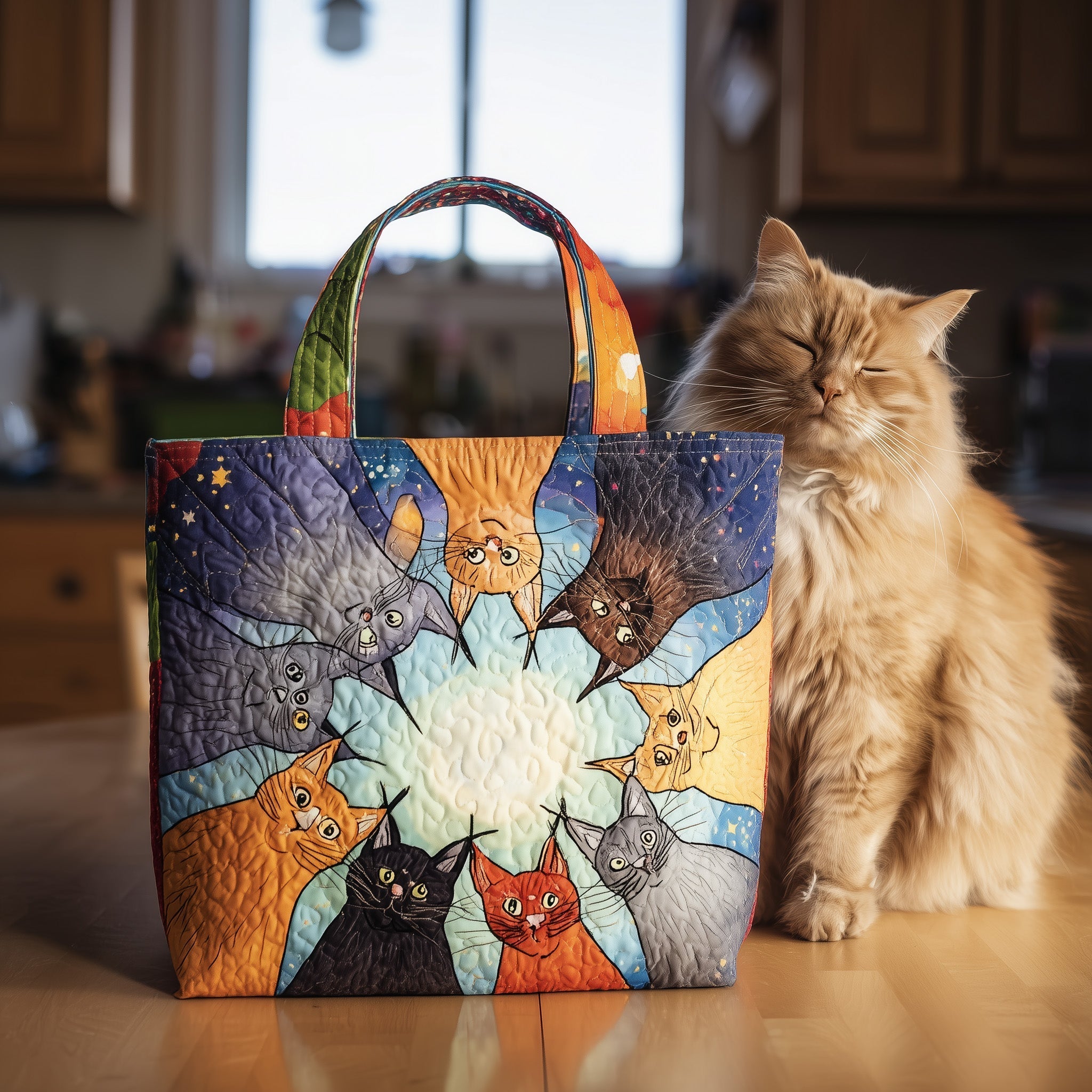Funky Cat Quilted Tote Bag GFTOTL4402