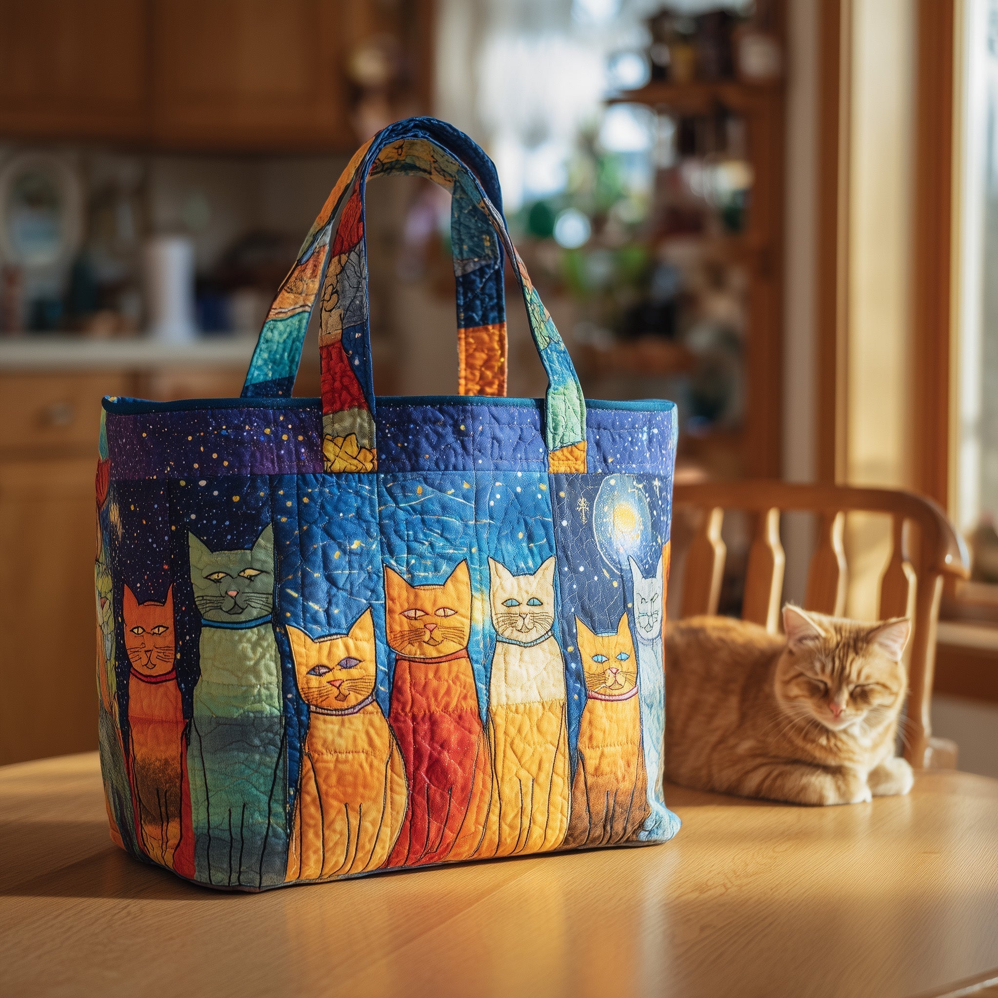 Funky Cat Quilted Tote Bag GFTOTL4403