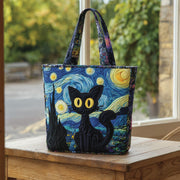 Starry Night Cat Quilted Tote Bag GFTOTL4493