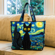 Starry Night Cat Quilted Tote Bag GFTOTL4495