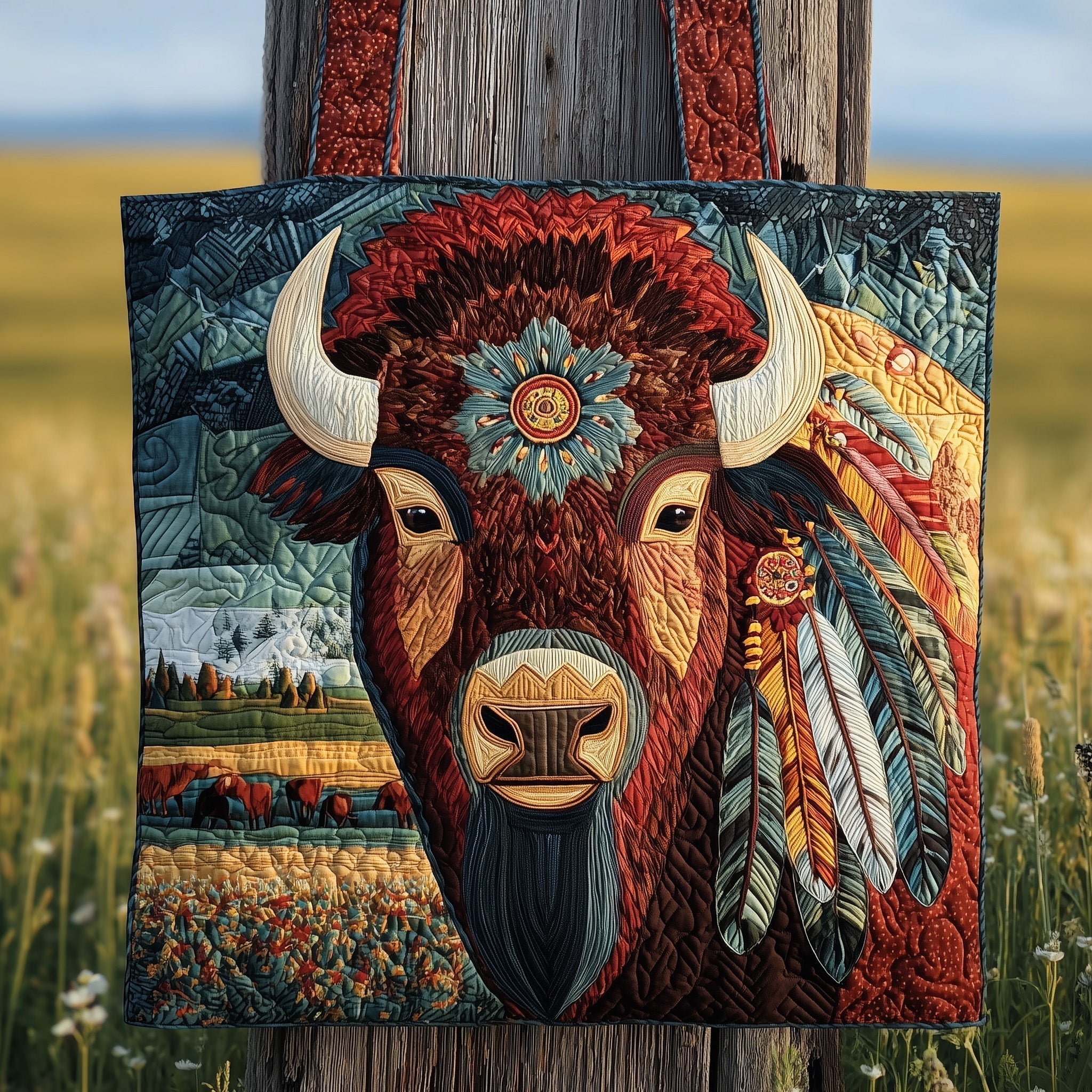 Majestic Bison Quilted Tote Bag GFTOTP10008