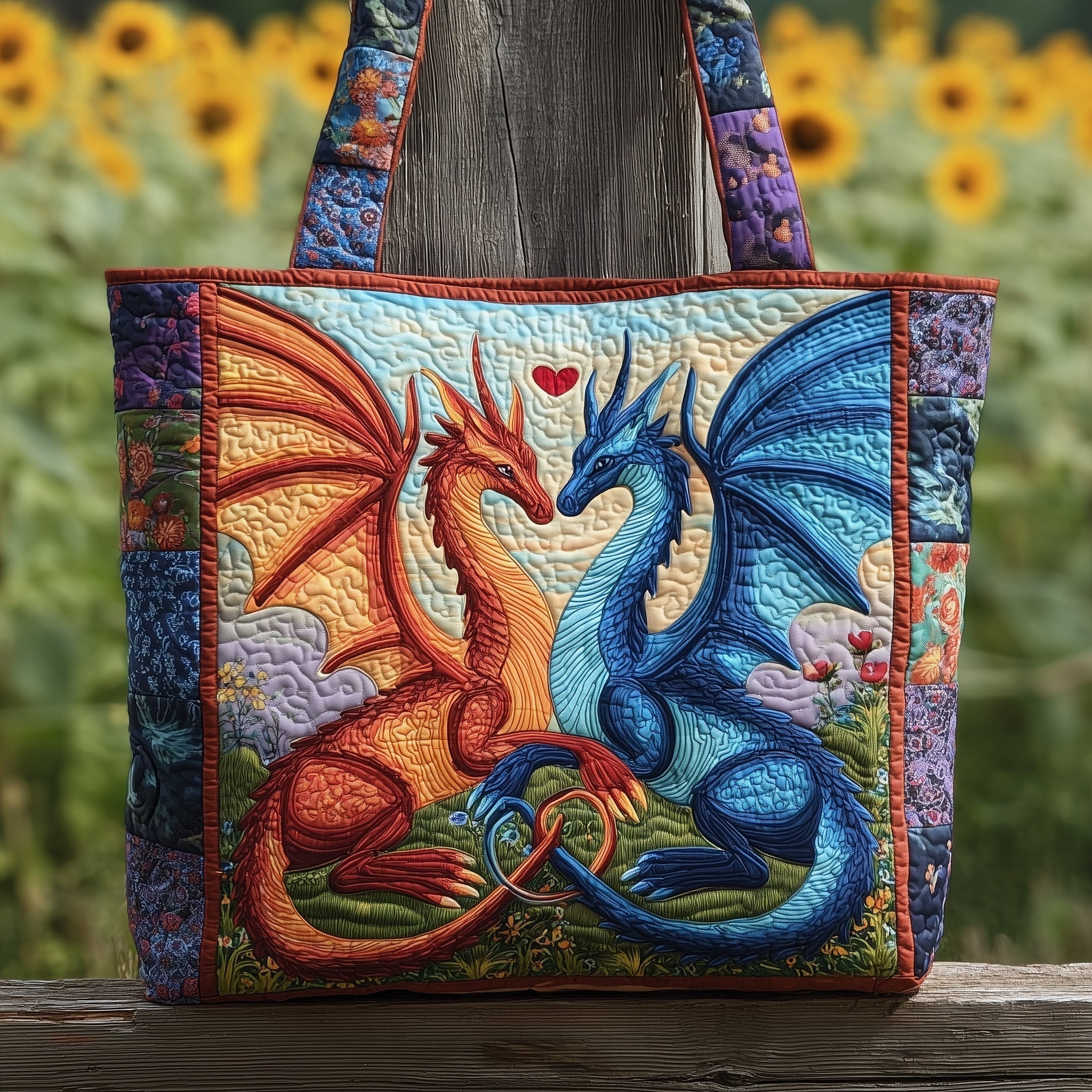 Dragon Embrace Quilted Tote Bag GFTOTP10012