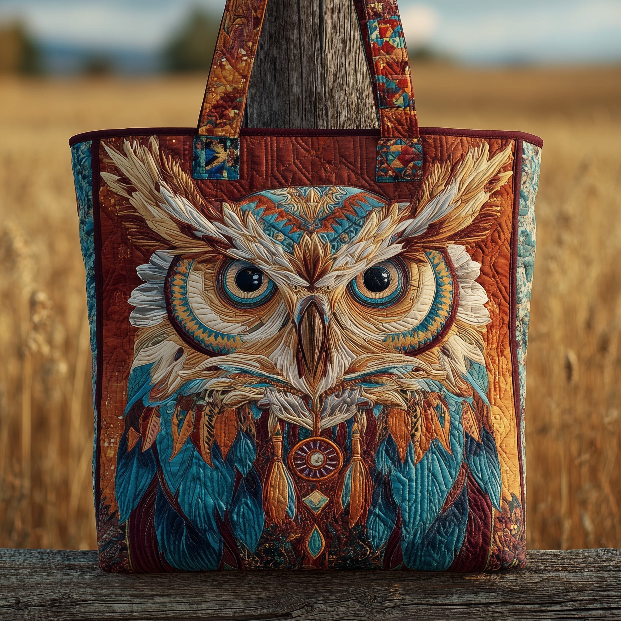 Native Owl Quilted Tote Bag GFTOTP10165