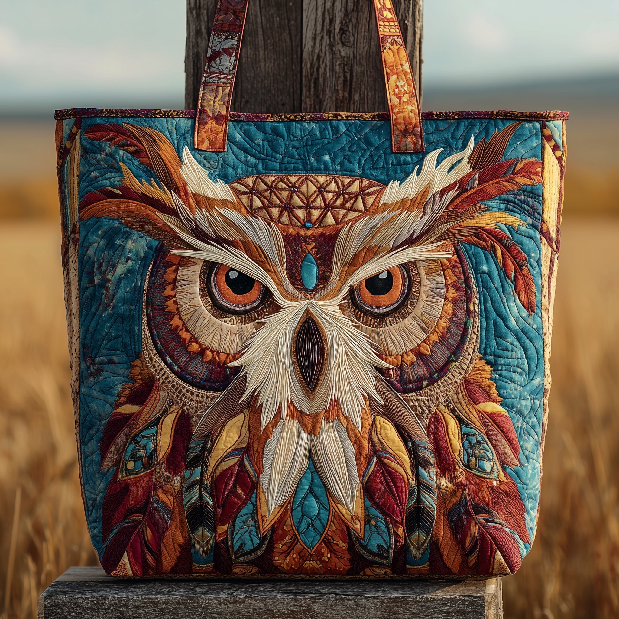 Native Owl Quilted Tote Bag GFTOTP10166