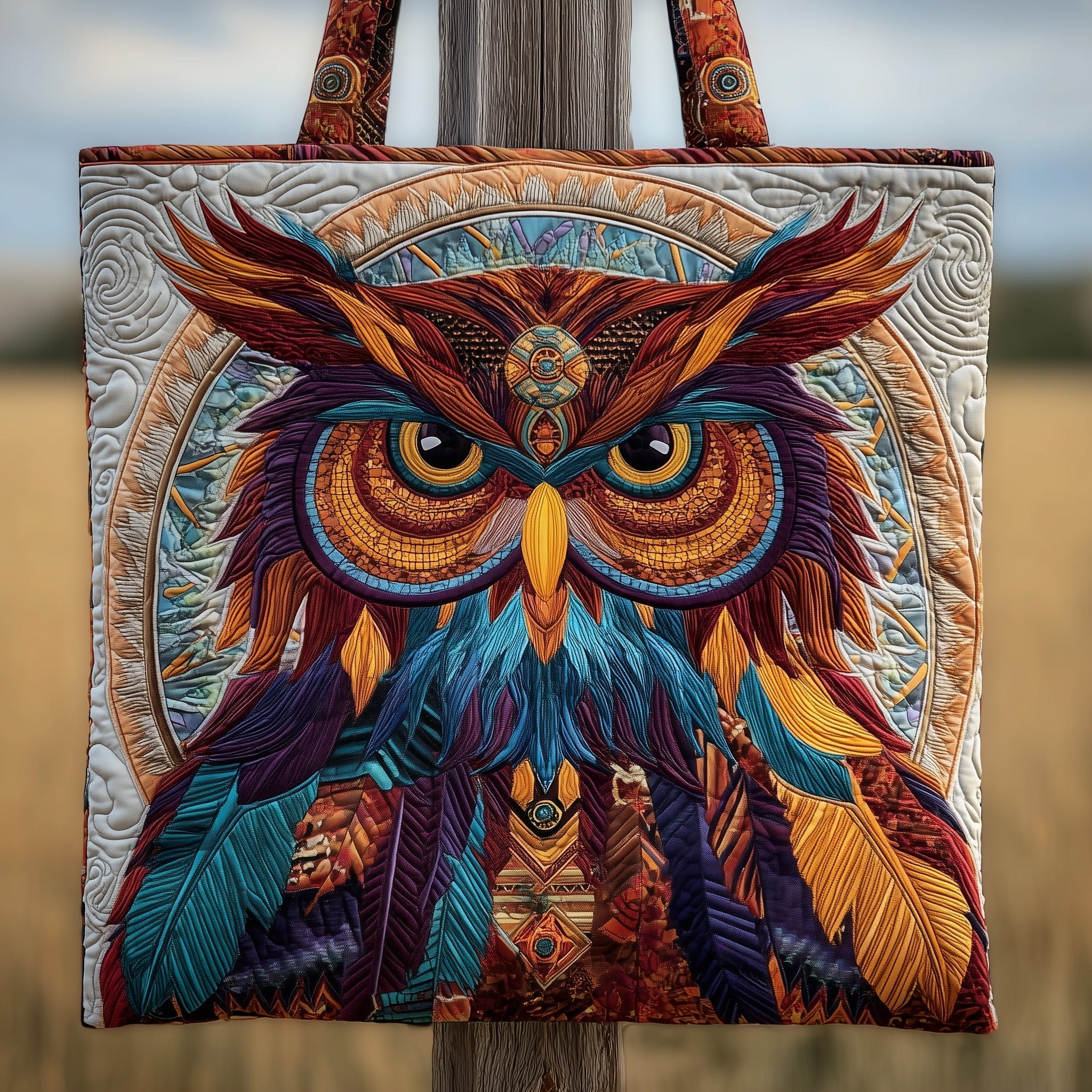 Native Owl Quilted Tote Bag GFTOTP10167