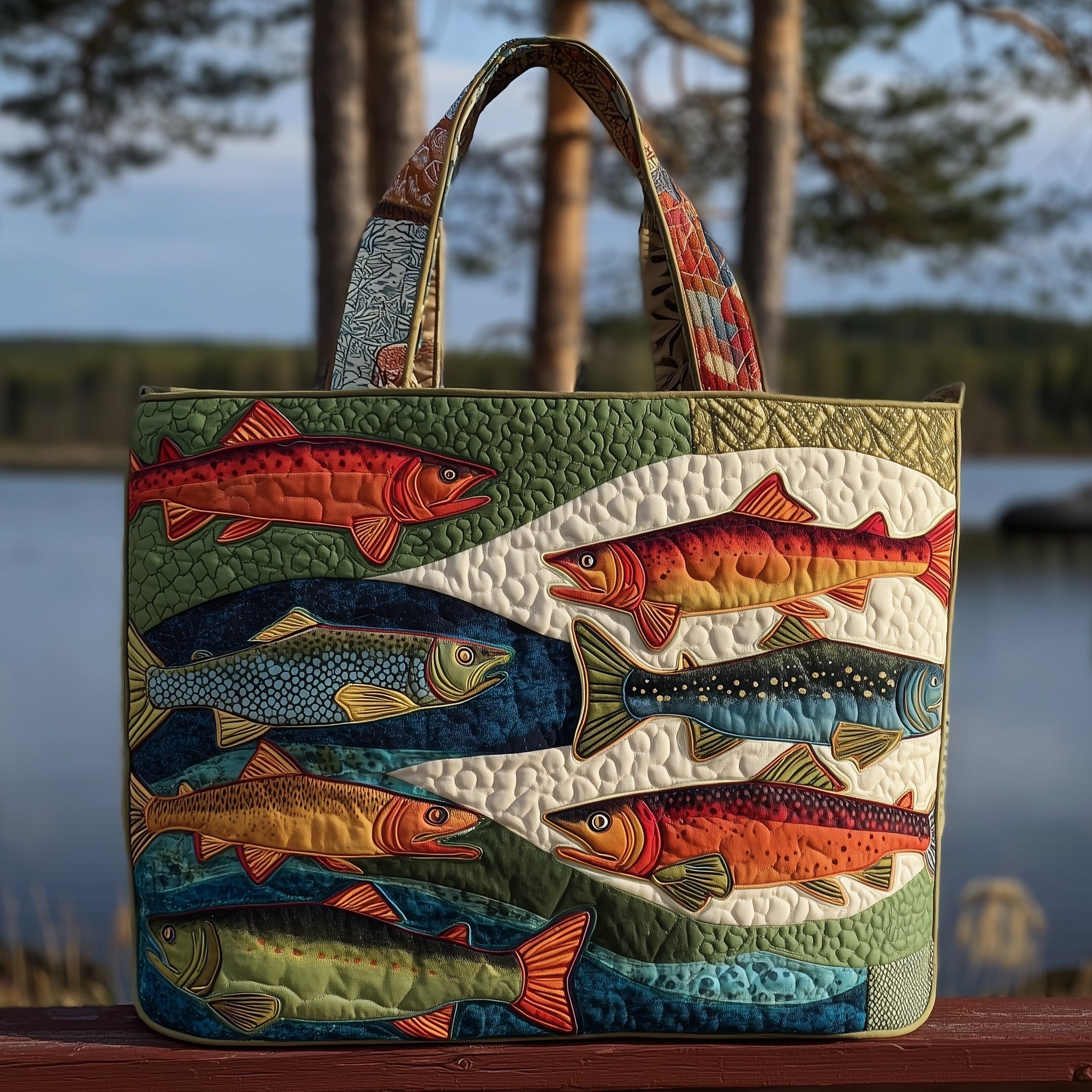 Lakeside Trout Fish Quilted Tote Bag GFTOTP10918