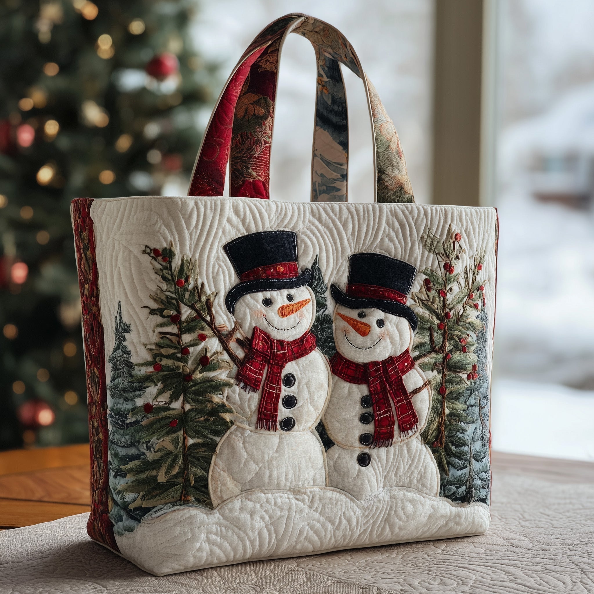 Holiday Snowman Charm Quilted Tote Bag GFTOTP11451