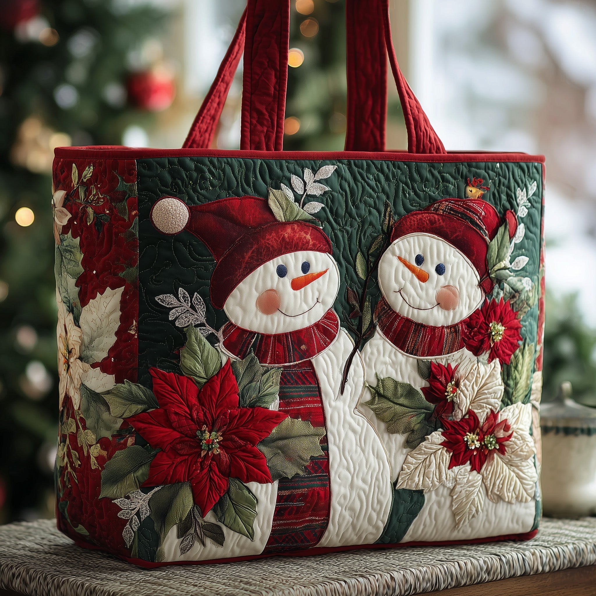 Holiday Snowman Charm Quilted Tote Bag GFTOTP11452