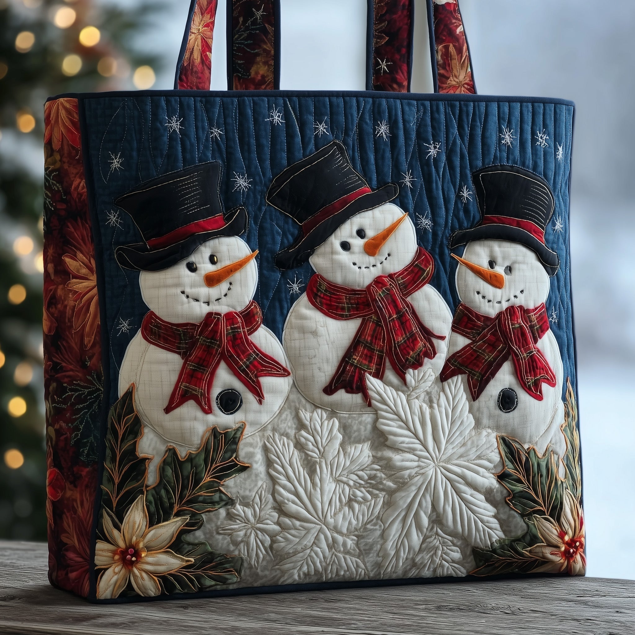 Holiday Snowman Charm Quilted Tote Bag GFTOTP11454