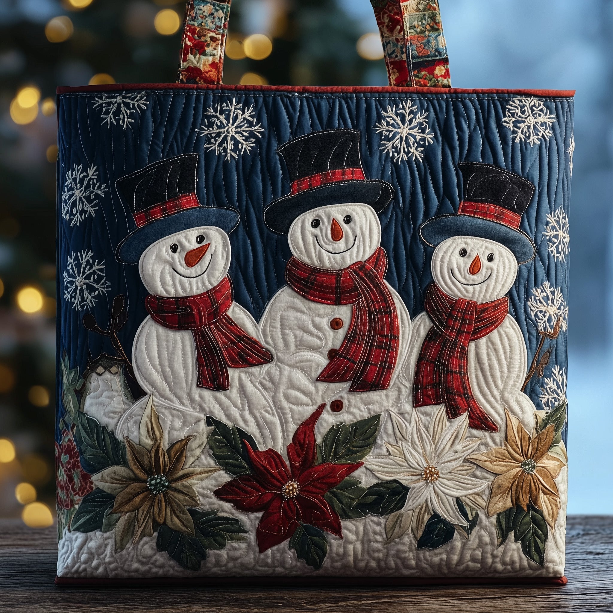 Holiday Snowman Charm Quilted Tote Bag GFTOTP11455