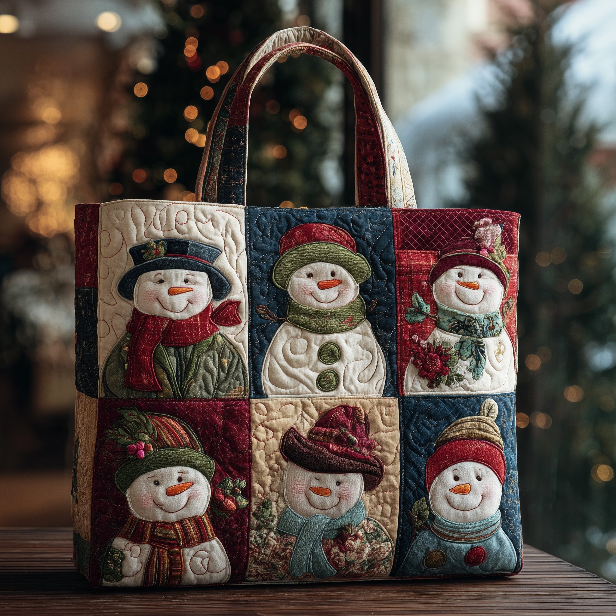 Holiday Snowman Charm Quilted Tote Bag GFTOTP11456