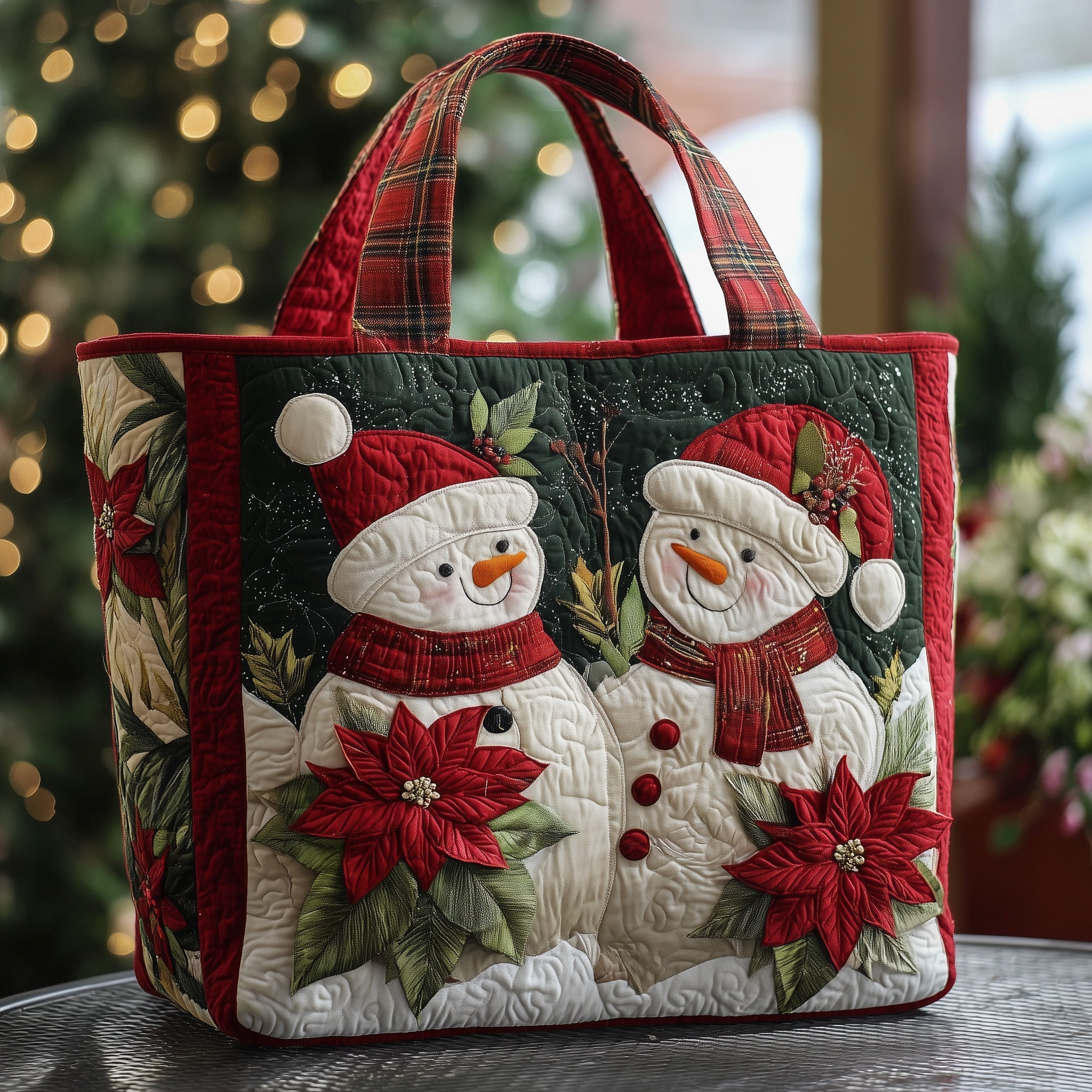 Holiday Snowman Charm Quilted Tote Bag GFTOTP11458