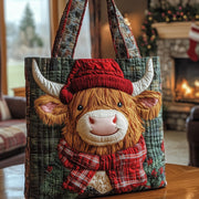 Yuletide Highland Cow Quilted Tote Bag GFTOTP12096