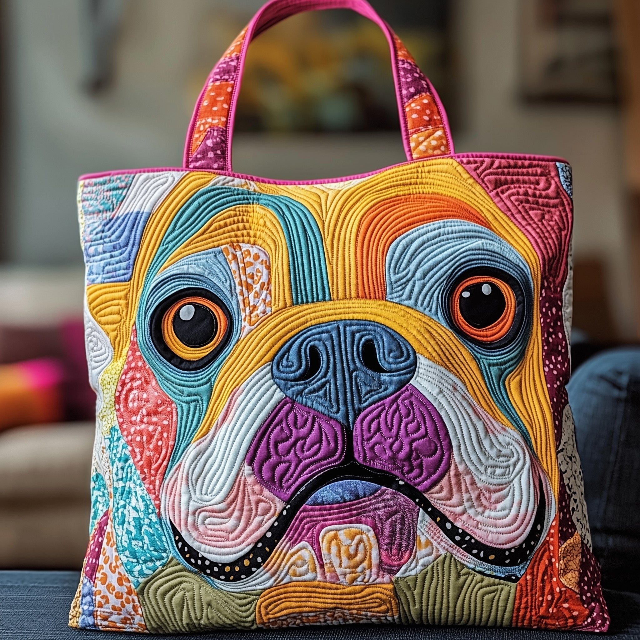 Frenchie Charm Quilted Tote Bag GFTOTP12257