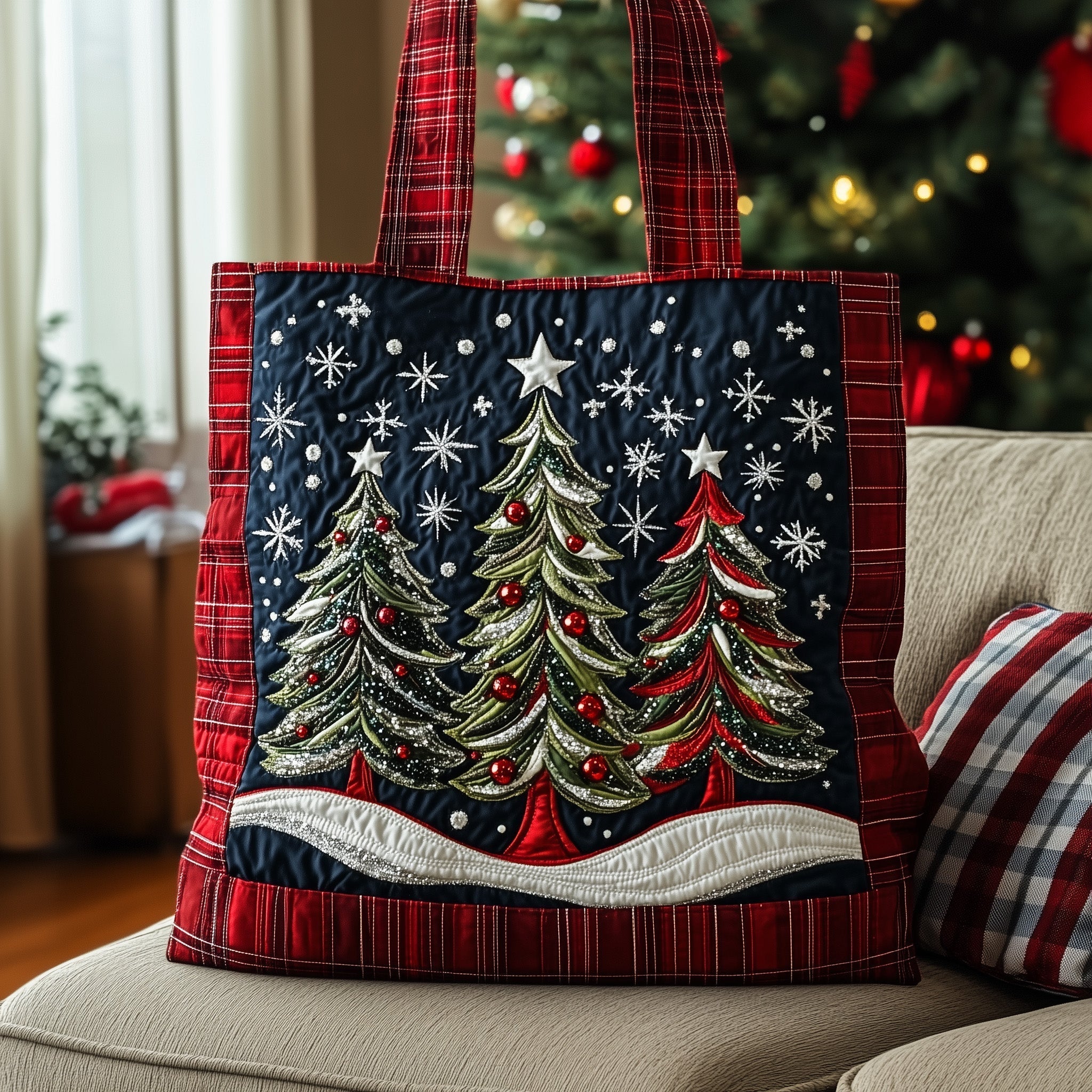 Holiday Evergreen Quilted Tote Bag GFTOTP12533