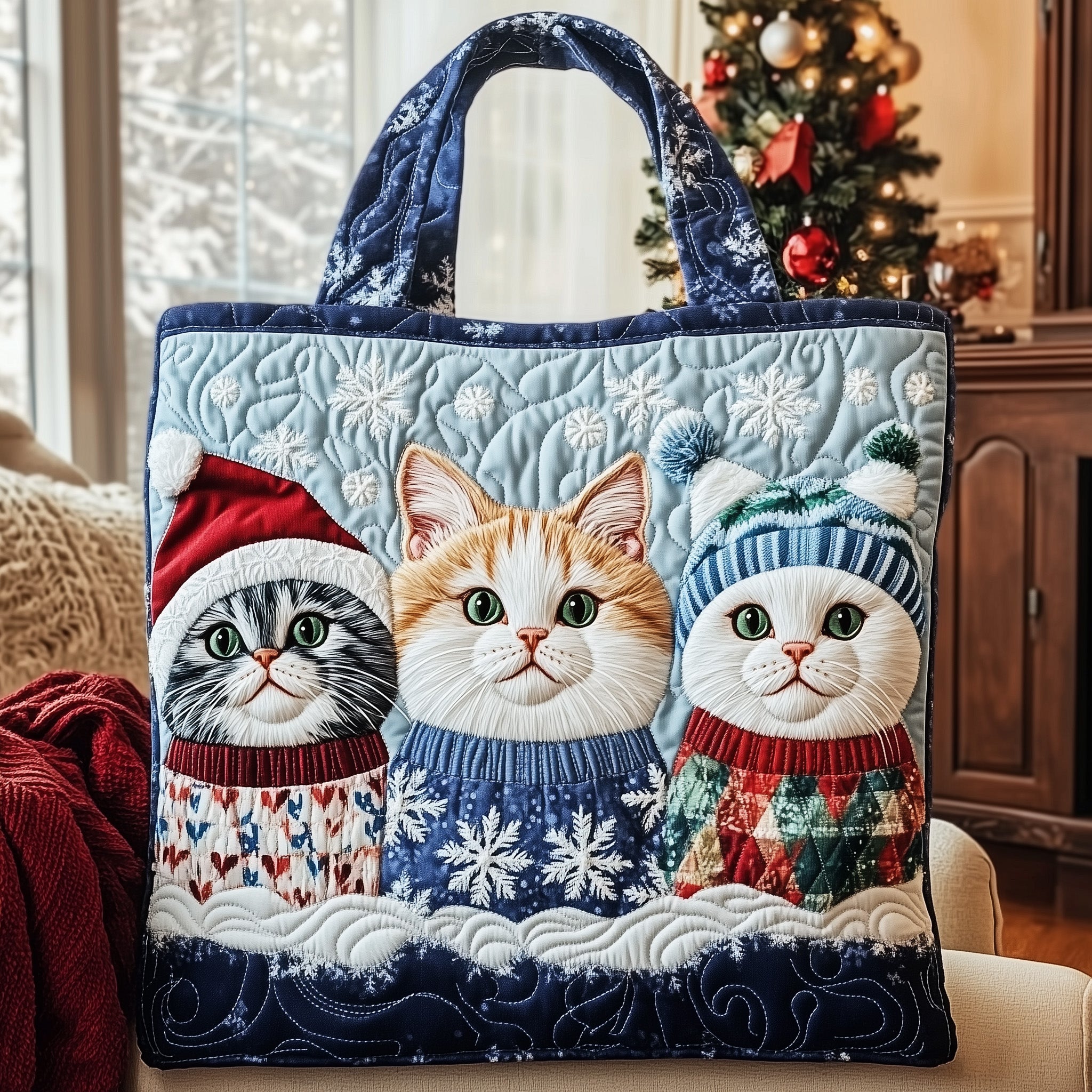 Holiday Meow Quilted Tote Bag GFTOTP12851