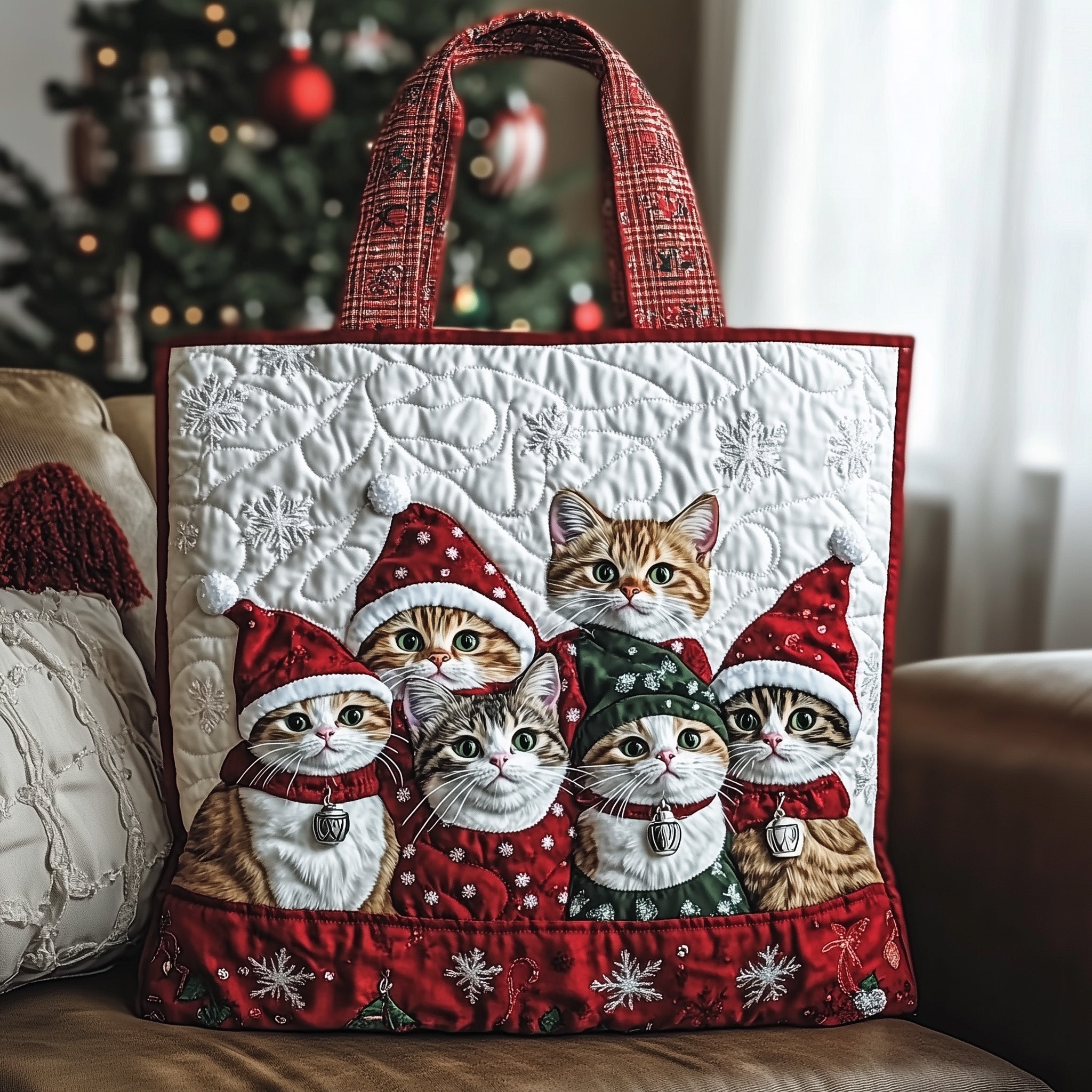 Holiday Meow Quilted Tote Bag GFTOTP12855