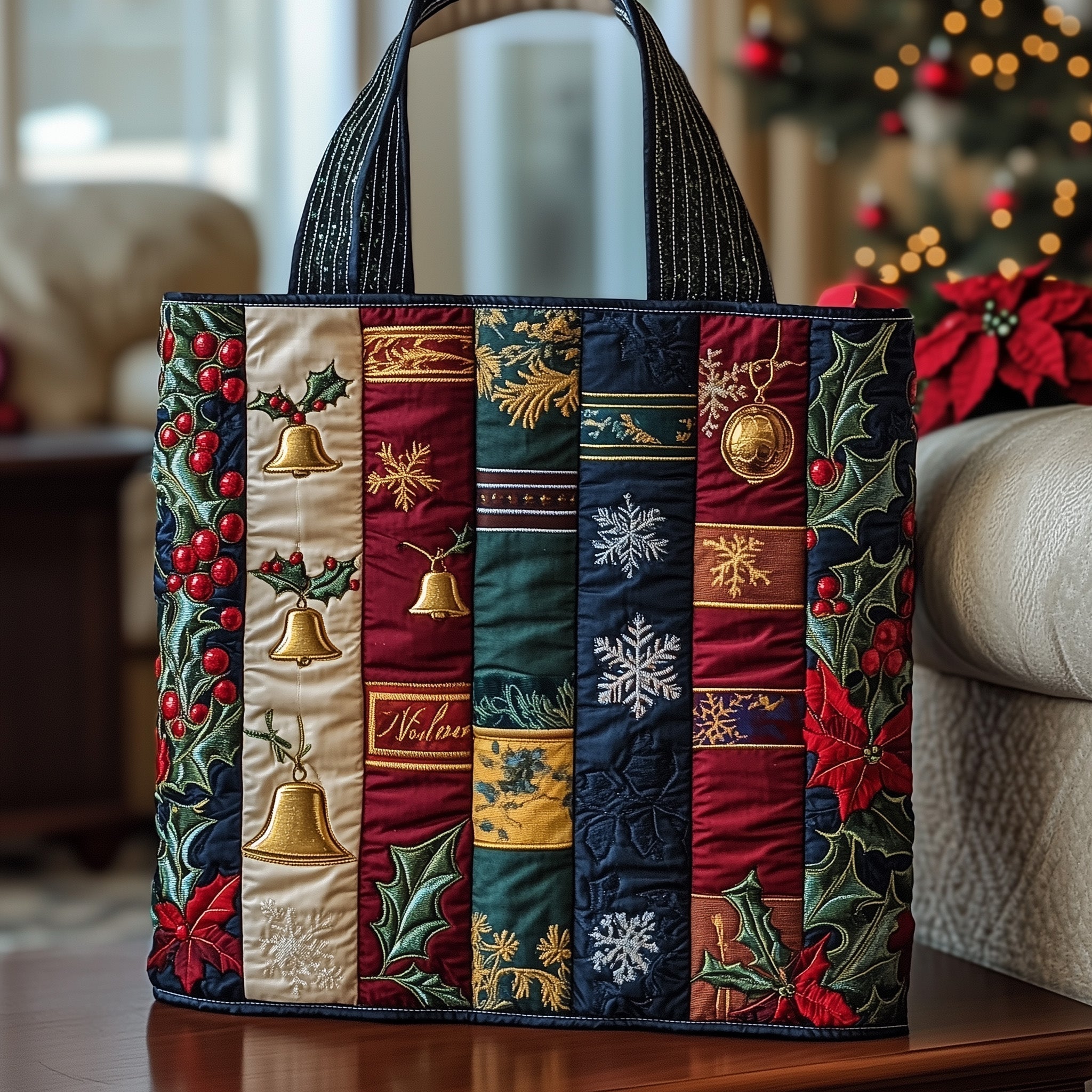 Holiday Bookworm Quilted Tote Bag GFTOTP12861